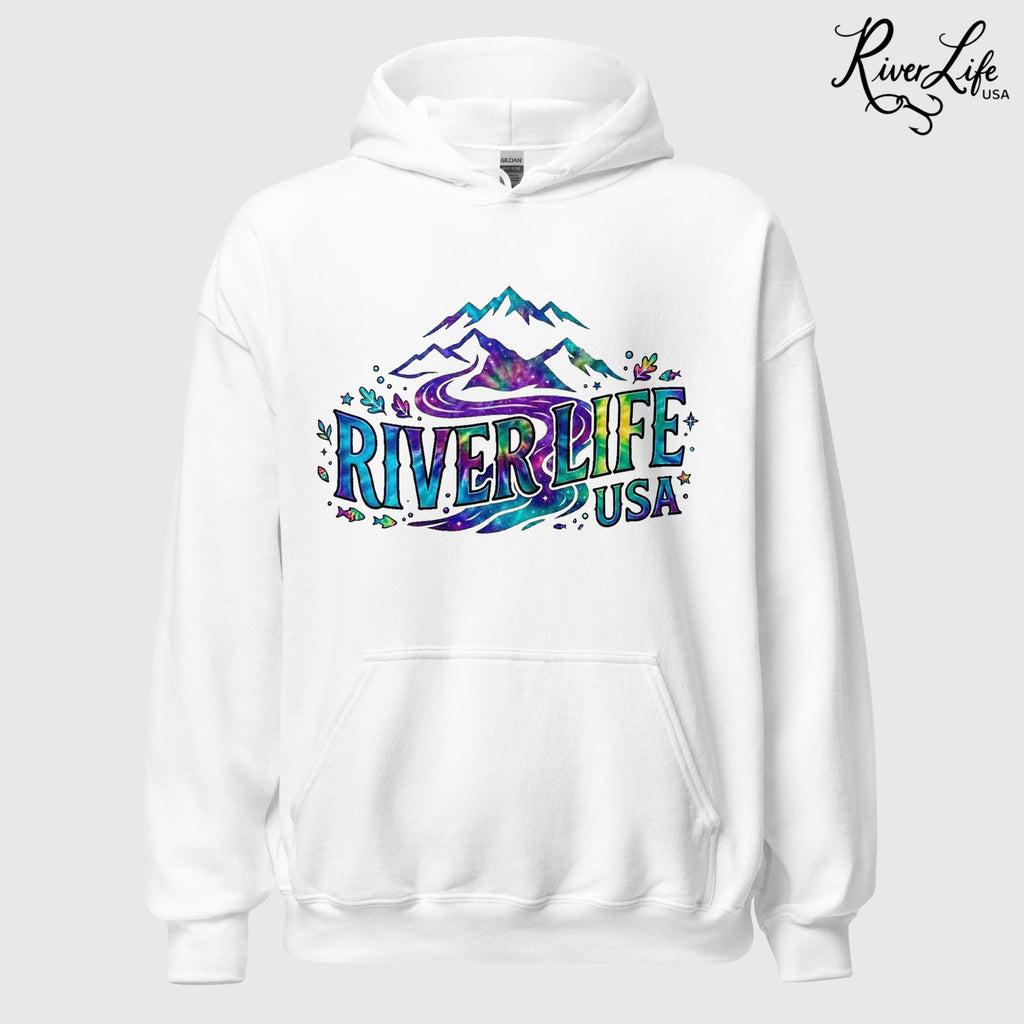Mountain Colorful | Womens Pullover Hoodie-White-River Life USA
