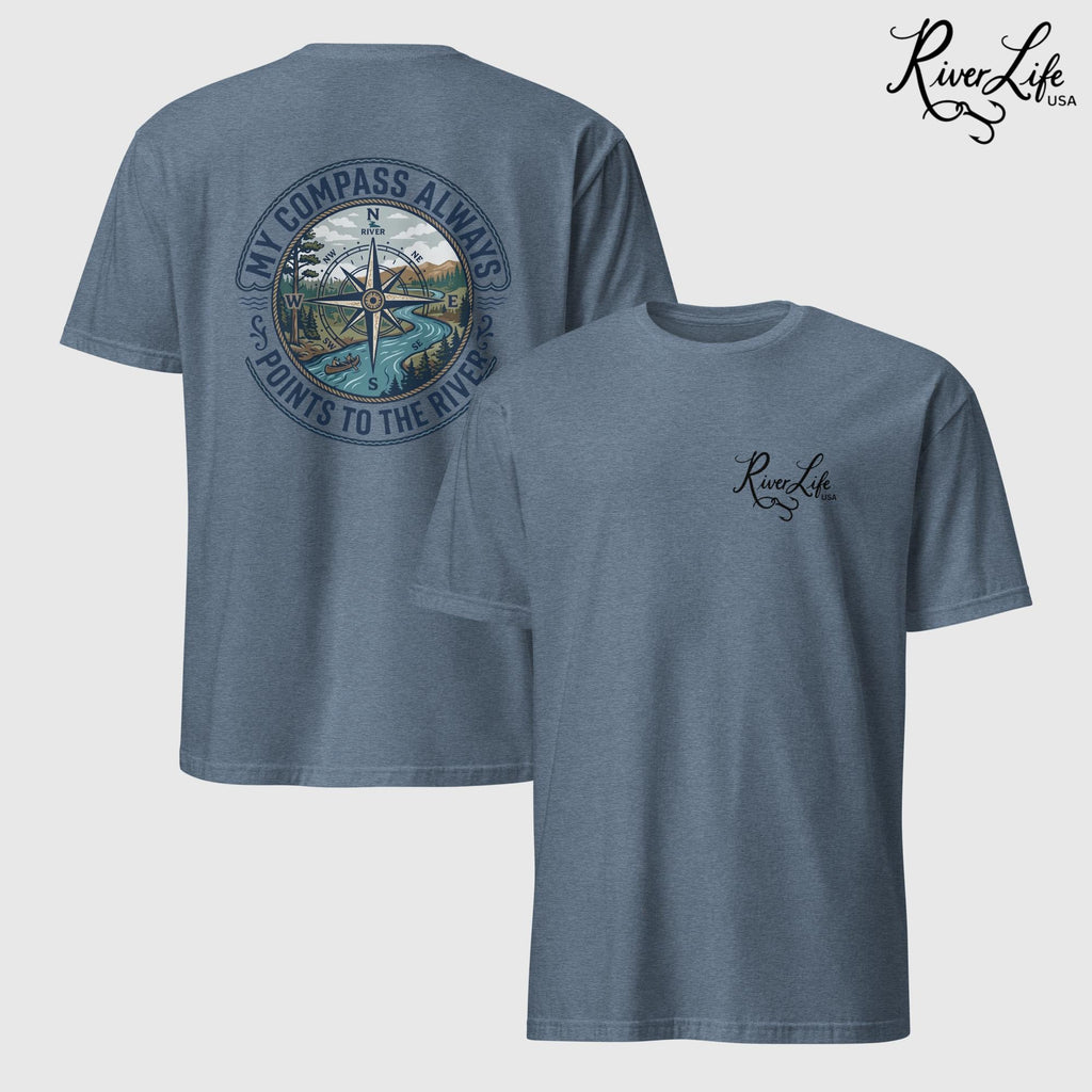 My Compass | Short-Sleeve Unisex T-Shirt-Heather Indigo-River Life USA