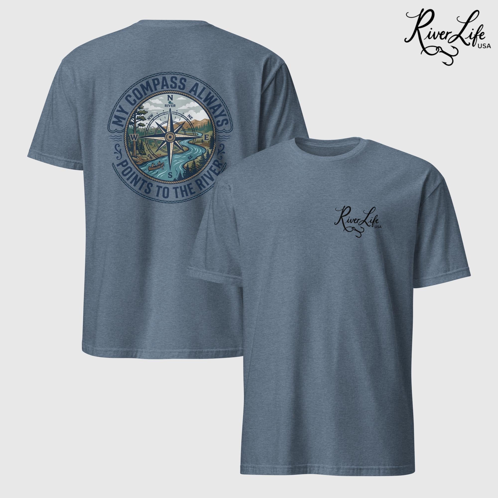 My Compass | Short-Sleeve Unisex T-Shirt-Heather Indigo-River Life USA