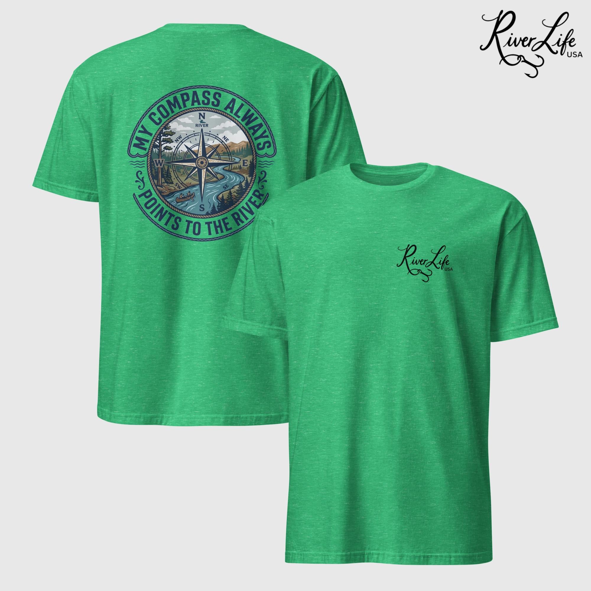My Compass | Short-Sleeve Unisex T-Shirt-Heather Irish Green-River Life USA