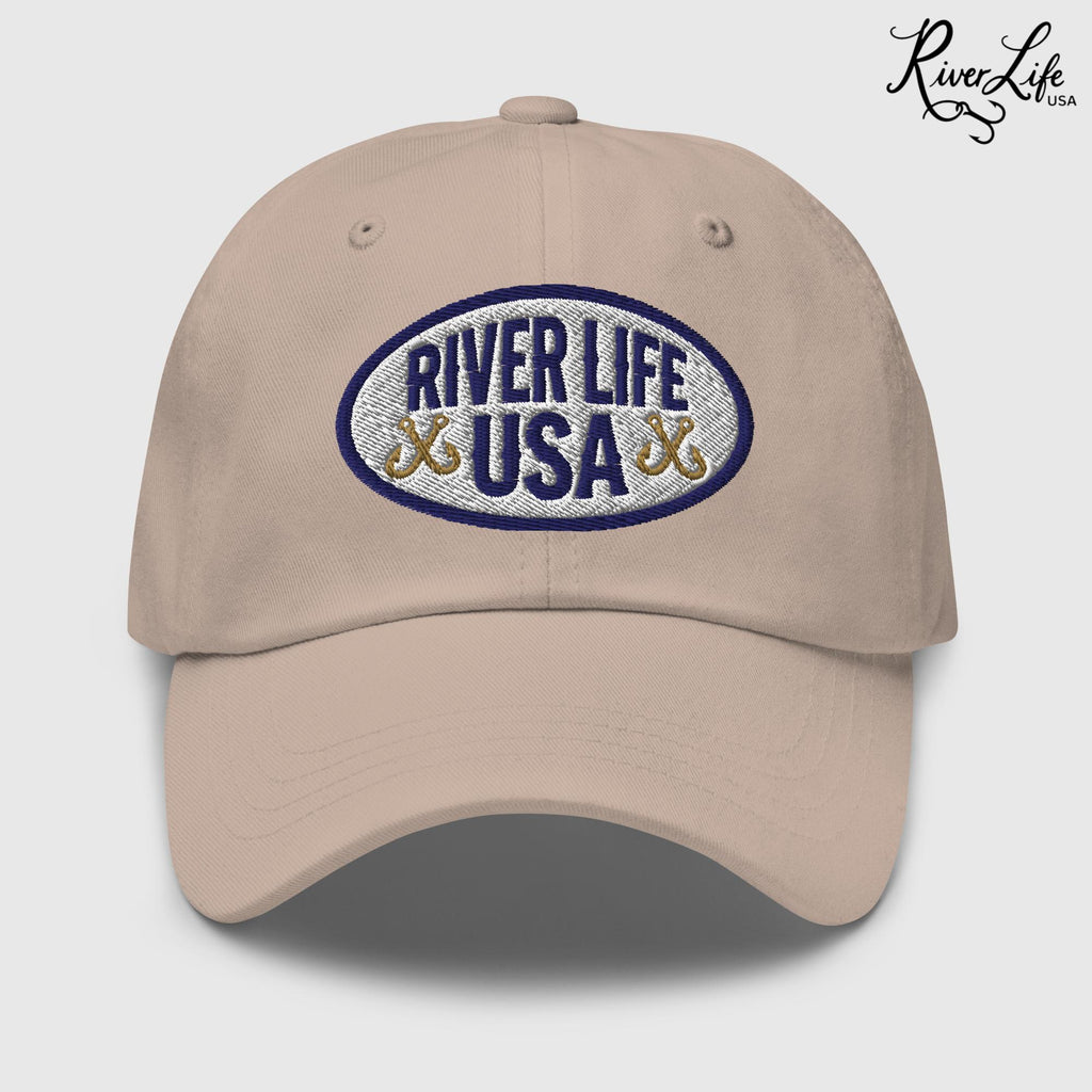Oval Patch (embroidered) | Adjustable Dad Hat-Stone-River Life USA