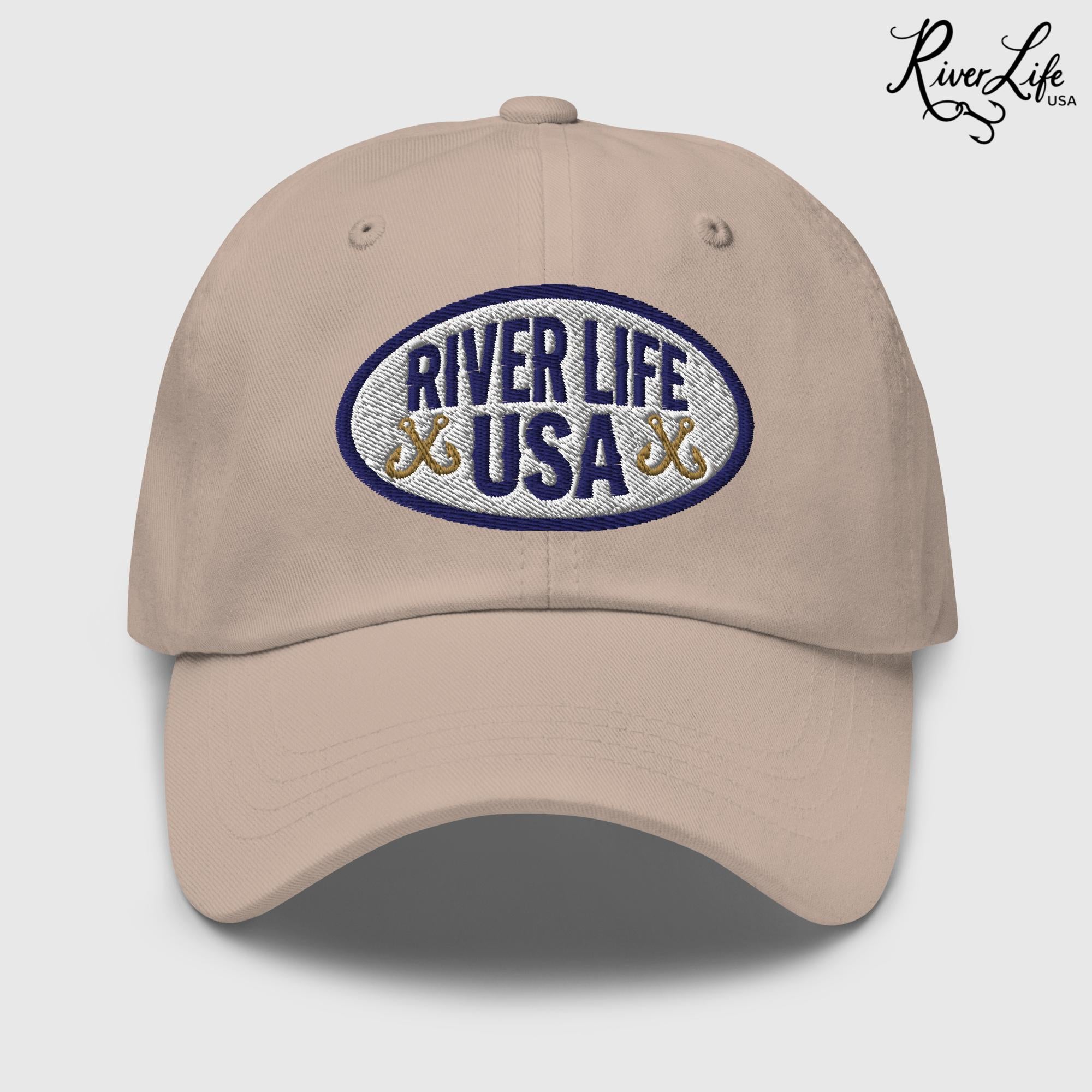Oval Patch (embroidered) | Adjustable Dad Hat-Stone-River Life USA