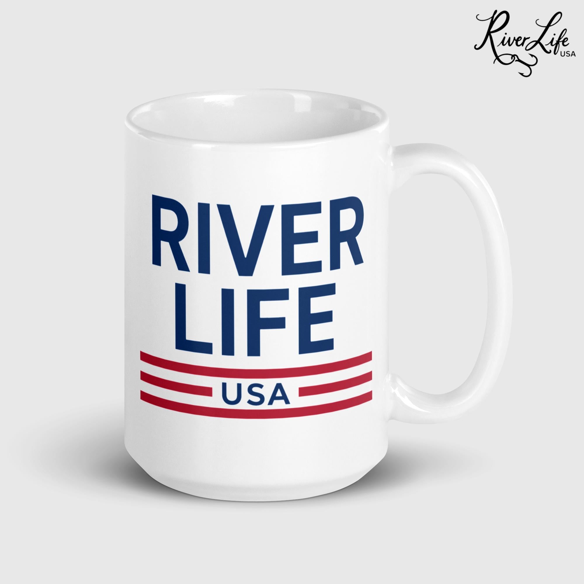 Patriot Red White and Blue | Ceramic Coffee Mug-15 oz-River Life USA