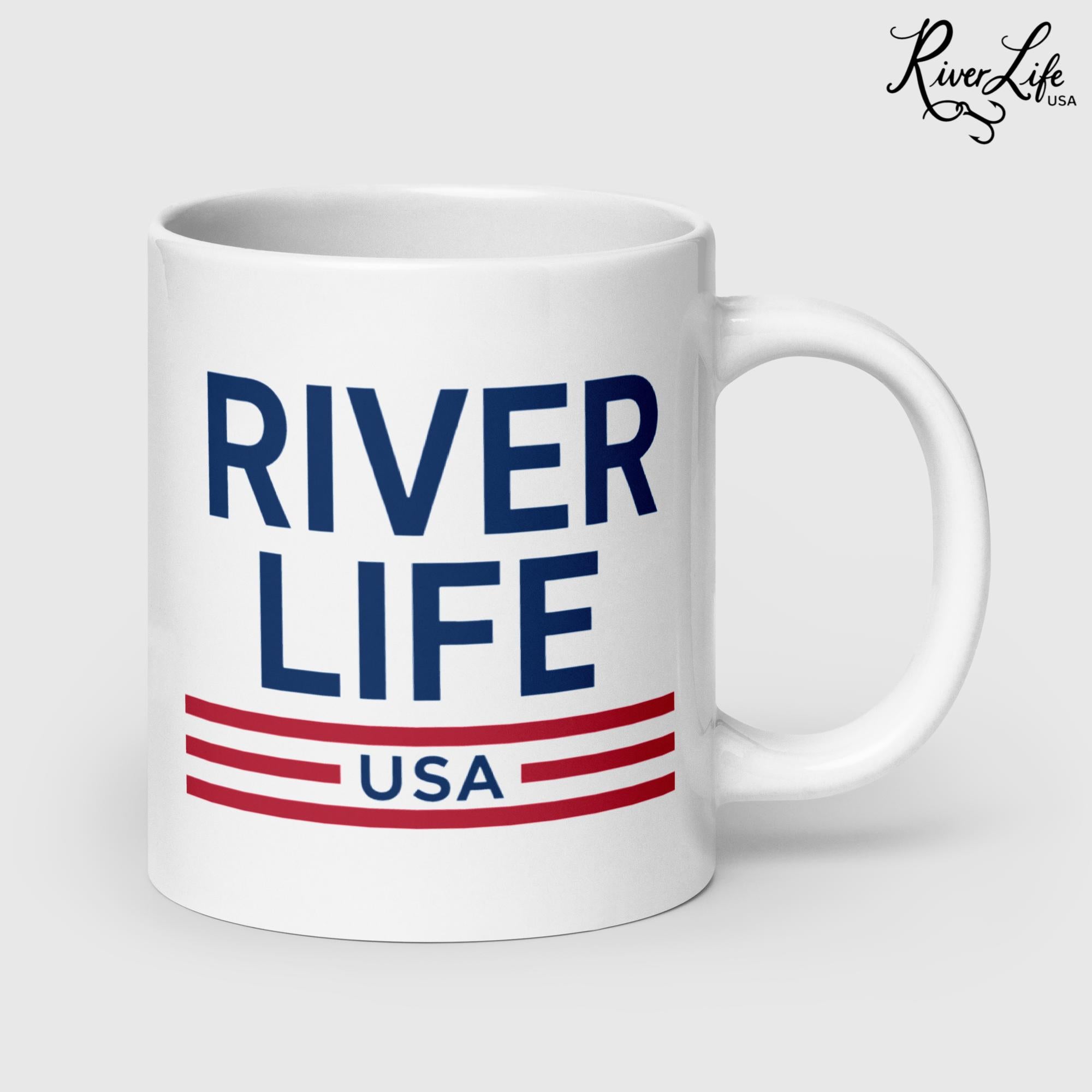 Patriot Red White and Blue | Ceramic Coffee Mug-20 oz-River Life USA