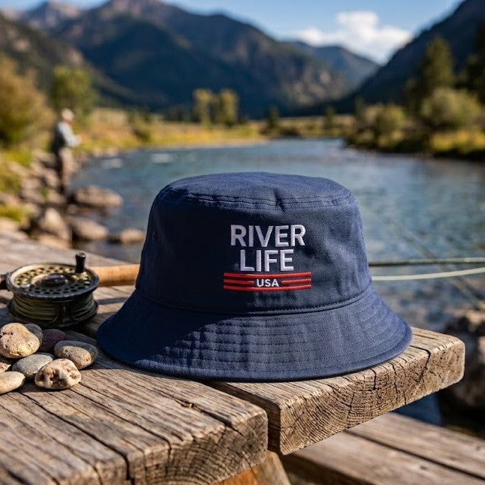 Patriot Red White and Blue (embroidered) | Bucket Hat-White-River Life USA