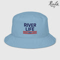 Patriot Red White and Blue (embroidered) | Premium Organic Bucket Hat-Slate Blue-River Life USA