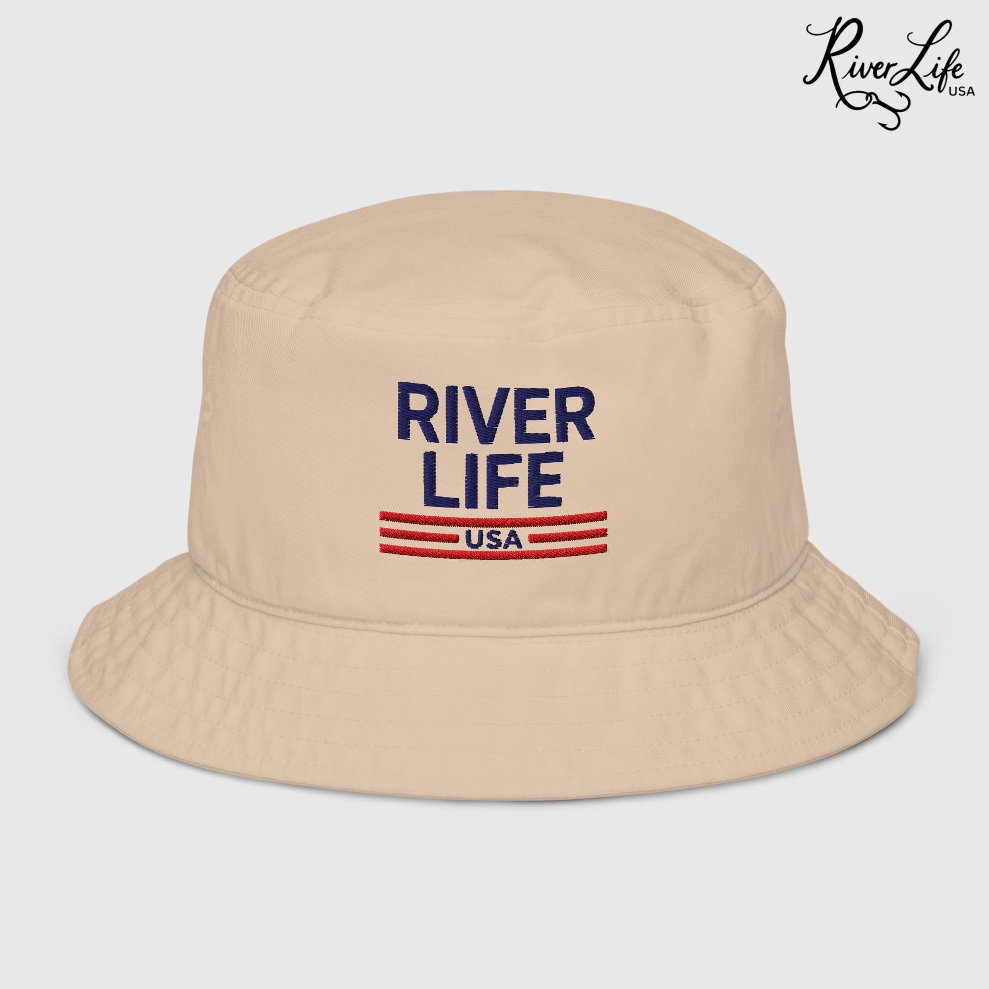 Patriot Red White and Blue (embroidered) | Premium Organic Bucket Hat-Stone-River Life USA