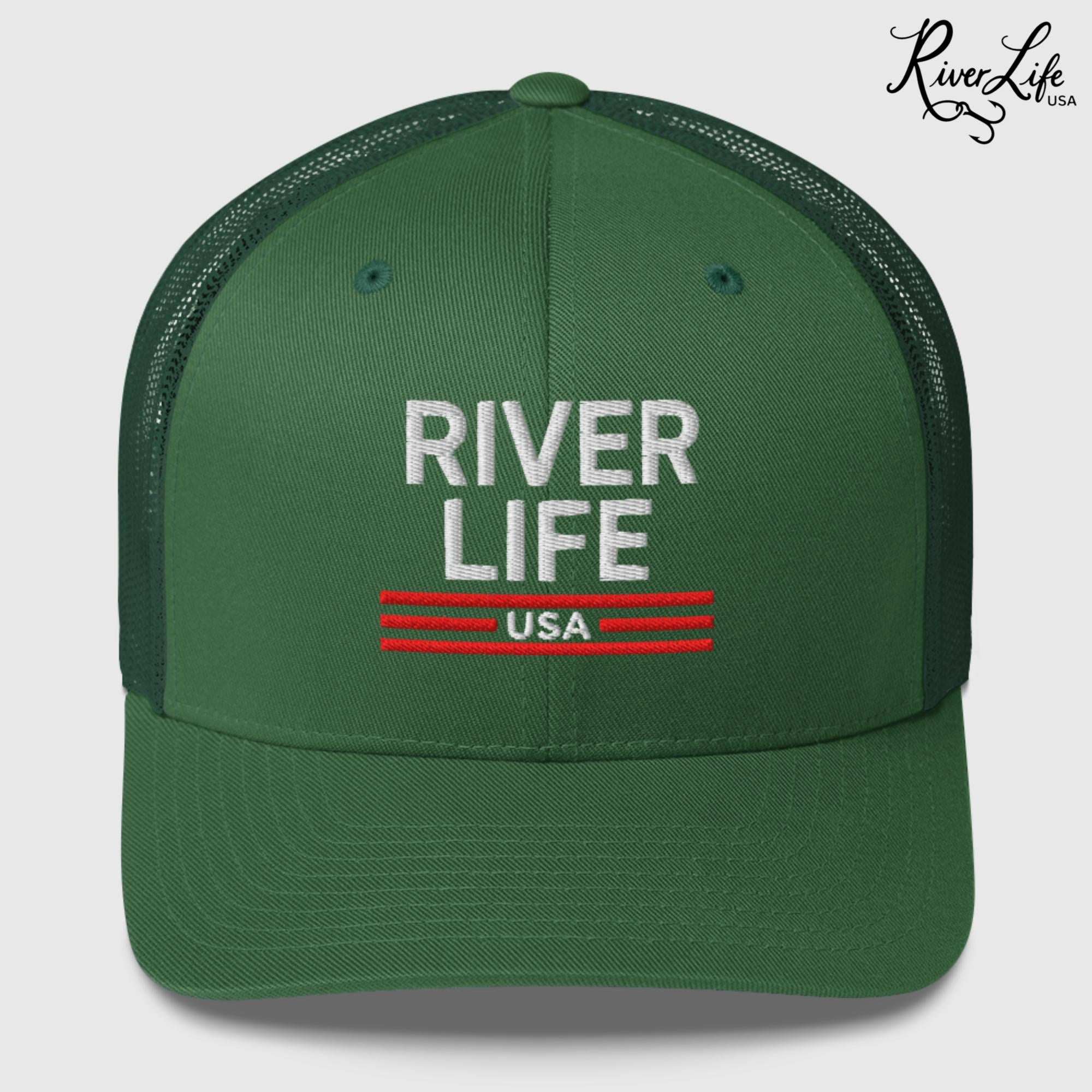 Patriot Red White and Blue (embroidered) | Snapback Trucker Cap-Evergreen-River Life USA