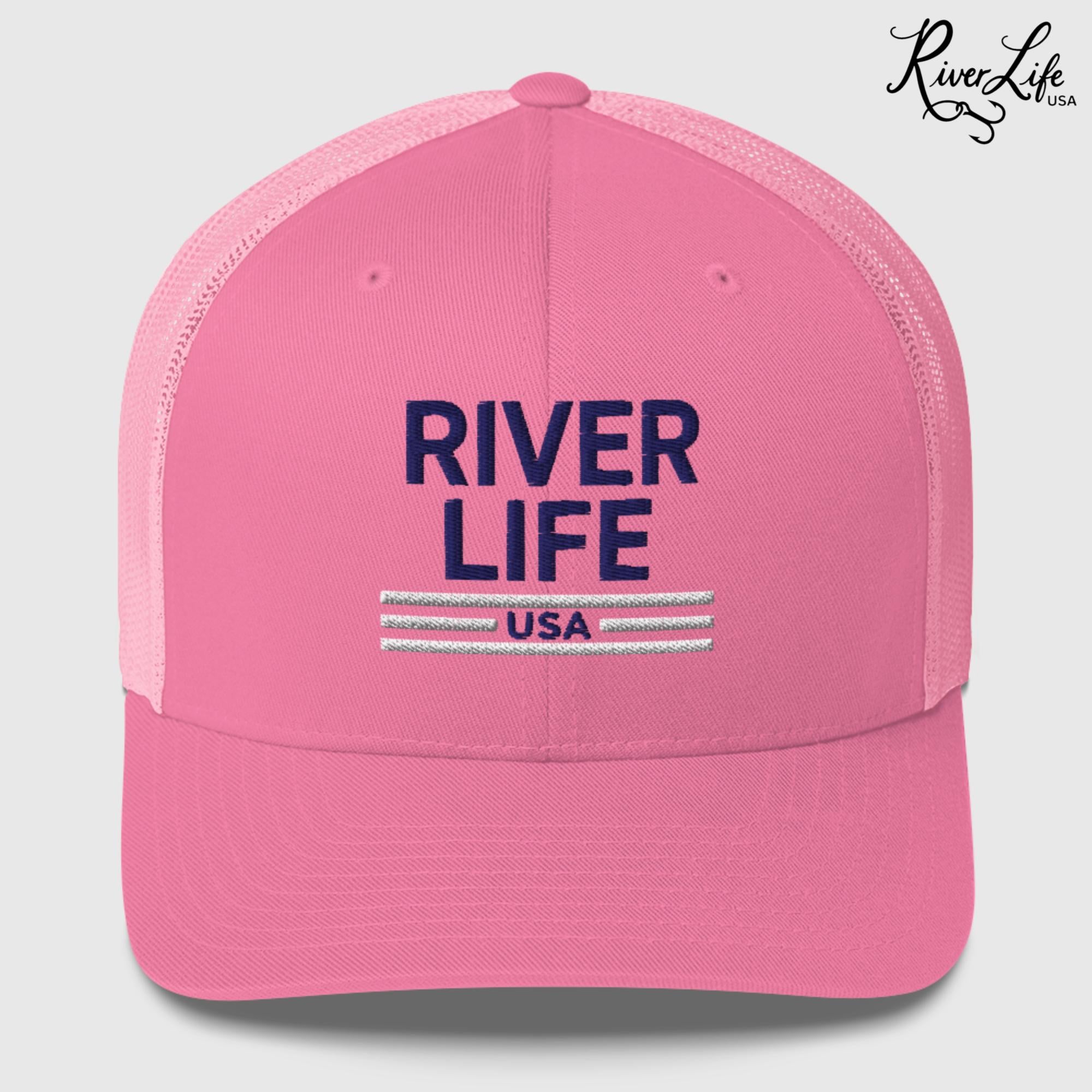 Patriot Red White and Blue (embroidered) | Snapback Trucker Cap-Pink-River Life USA