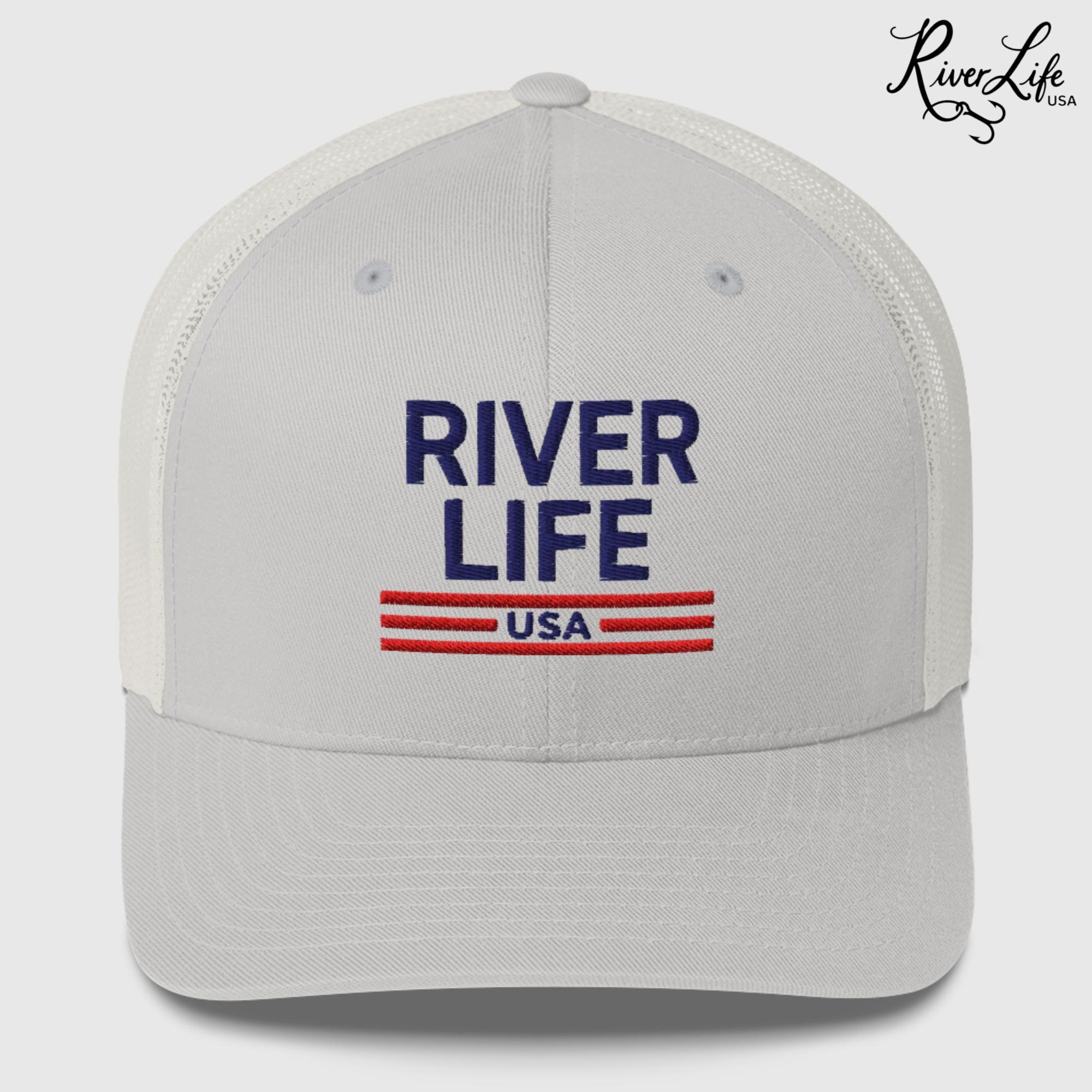Patriot Red White and Blue (embroidered) | Snapback Trucker Cap-Silver-River Life USA