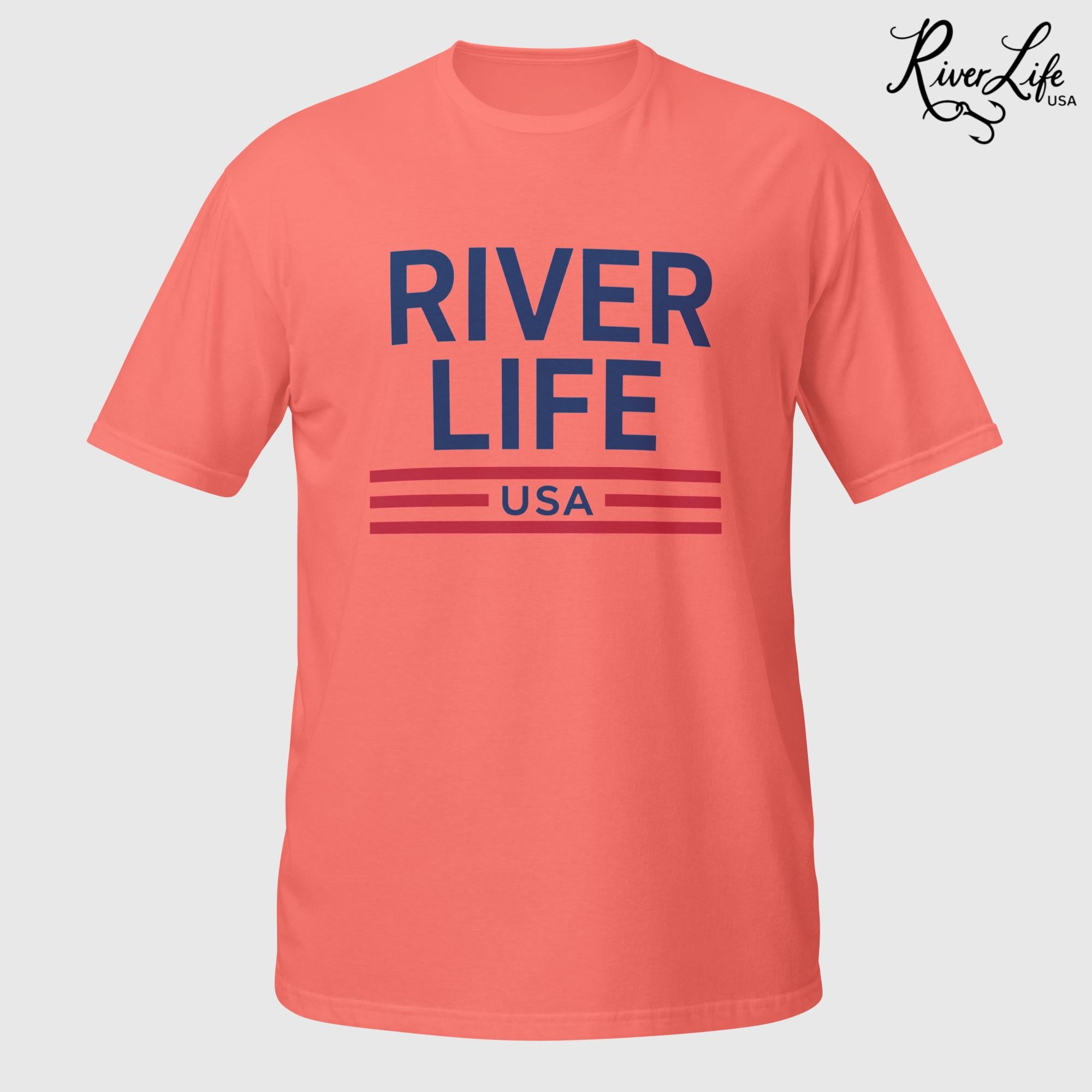 Patriot Red White and Blue | Short-Sleeve Unisex T-Shirt-Coral Silk-River Life USA