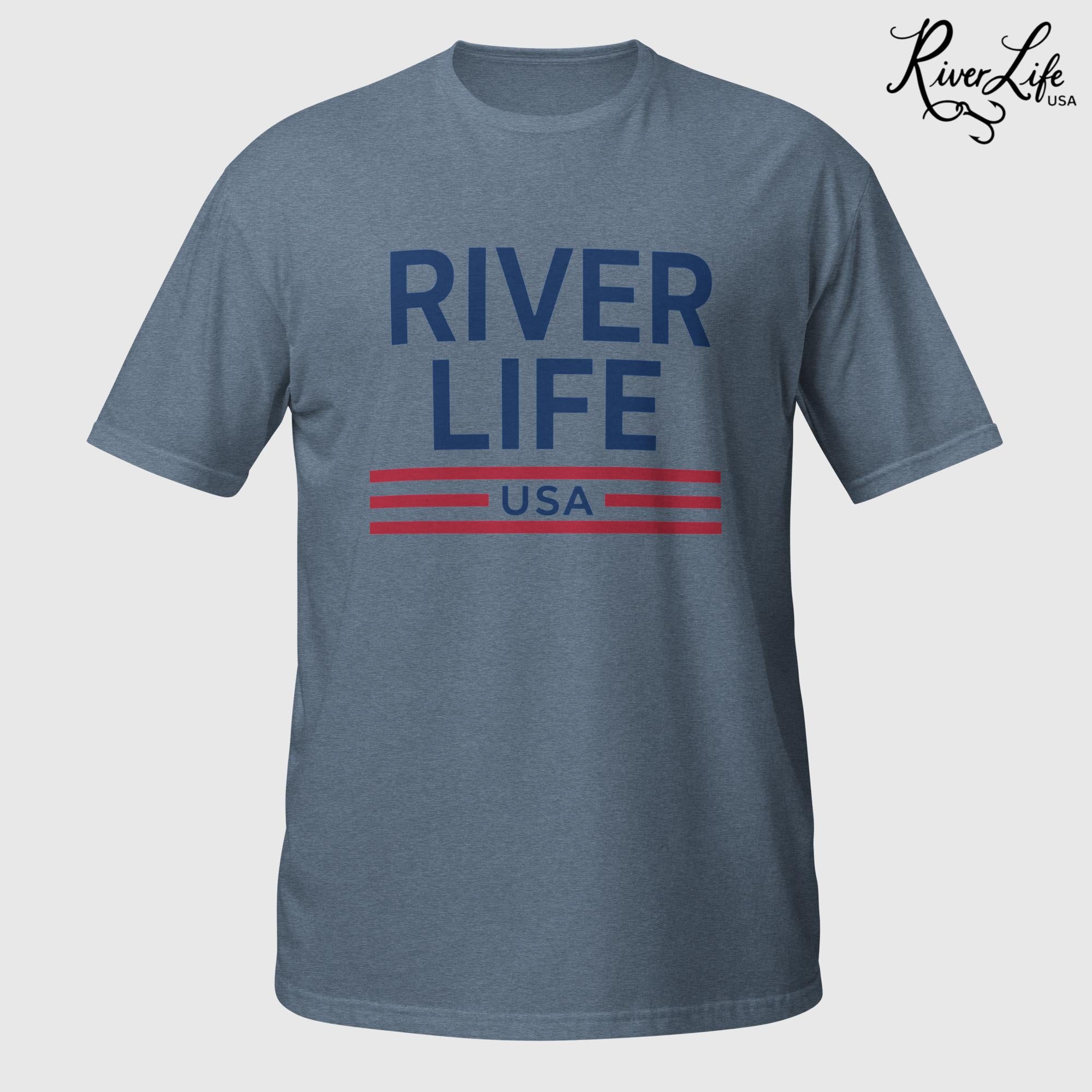 Patriot Red White and Blue | Short-Sleeve Unisex T-Shirt-Heather Indigo-River Life USA