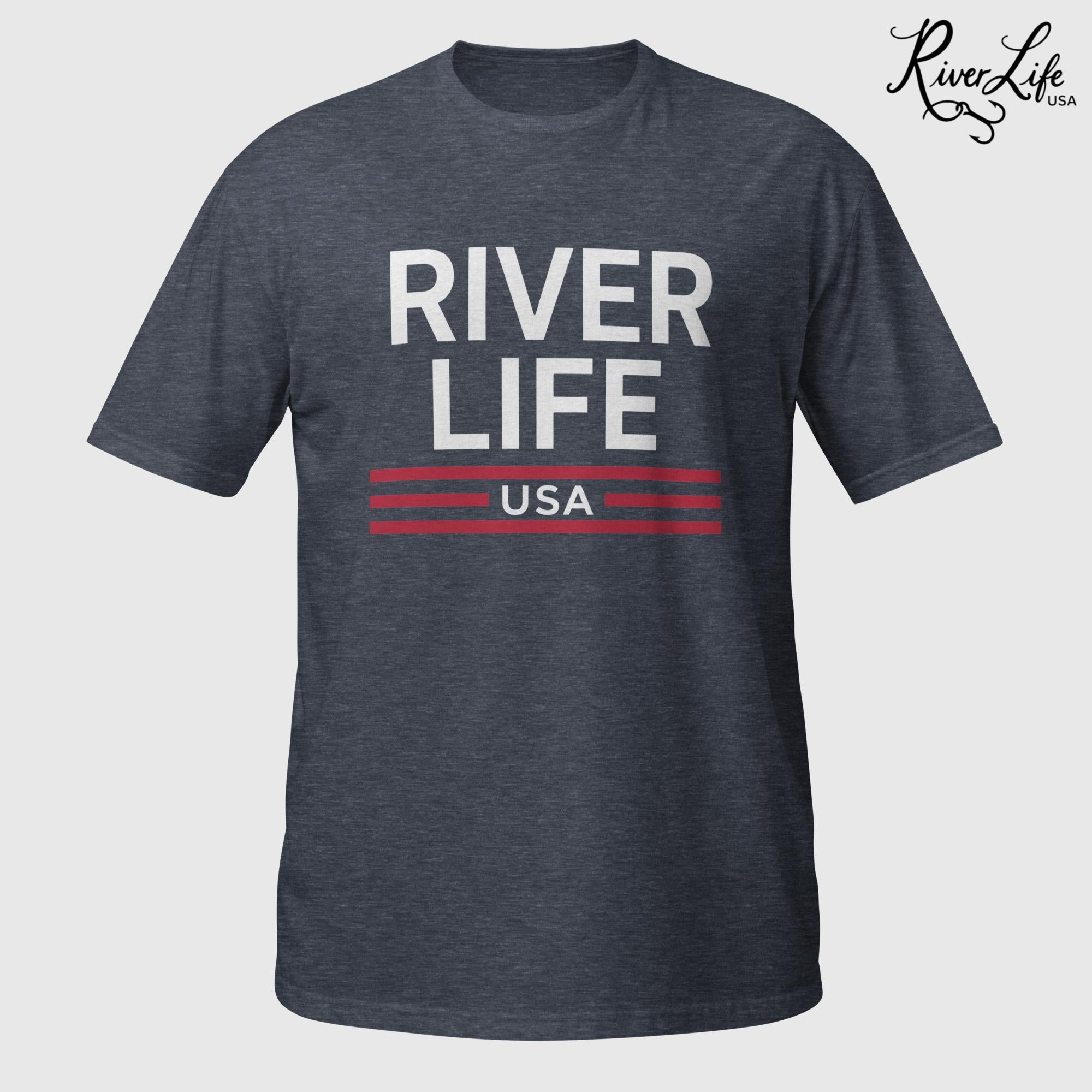 Patriot Red White and Blue | Short-Sleeve Unisex T-Shirt-Heather Navy-River Life USA