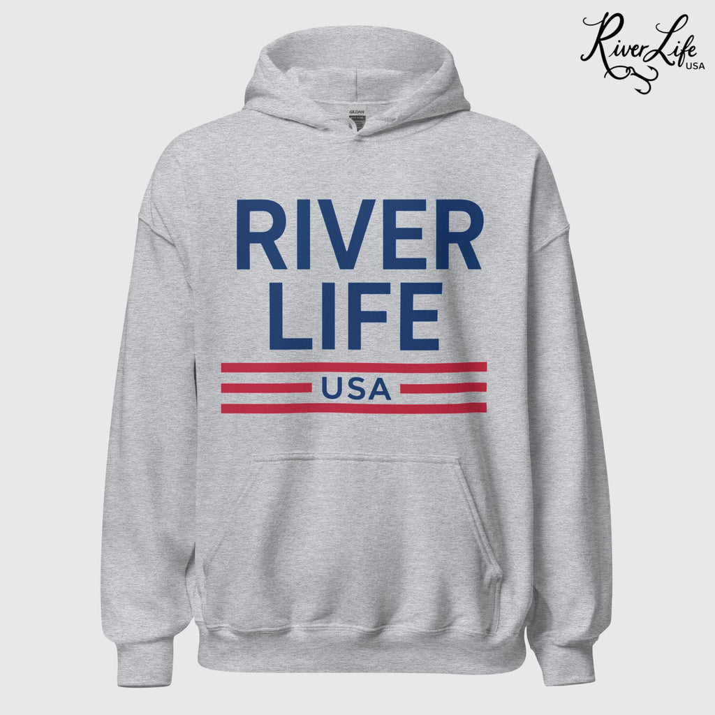 Patriot Red White & Blue | Unisex Pullover Hoodie-Sport Grey-River Life USA