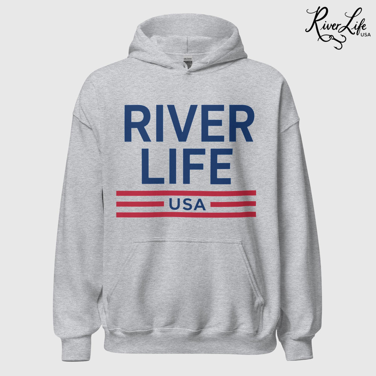 Patriot Red White & Blue | Unisex Pullover Hoodie-Sport Grey-River Life USA