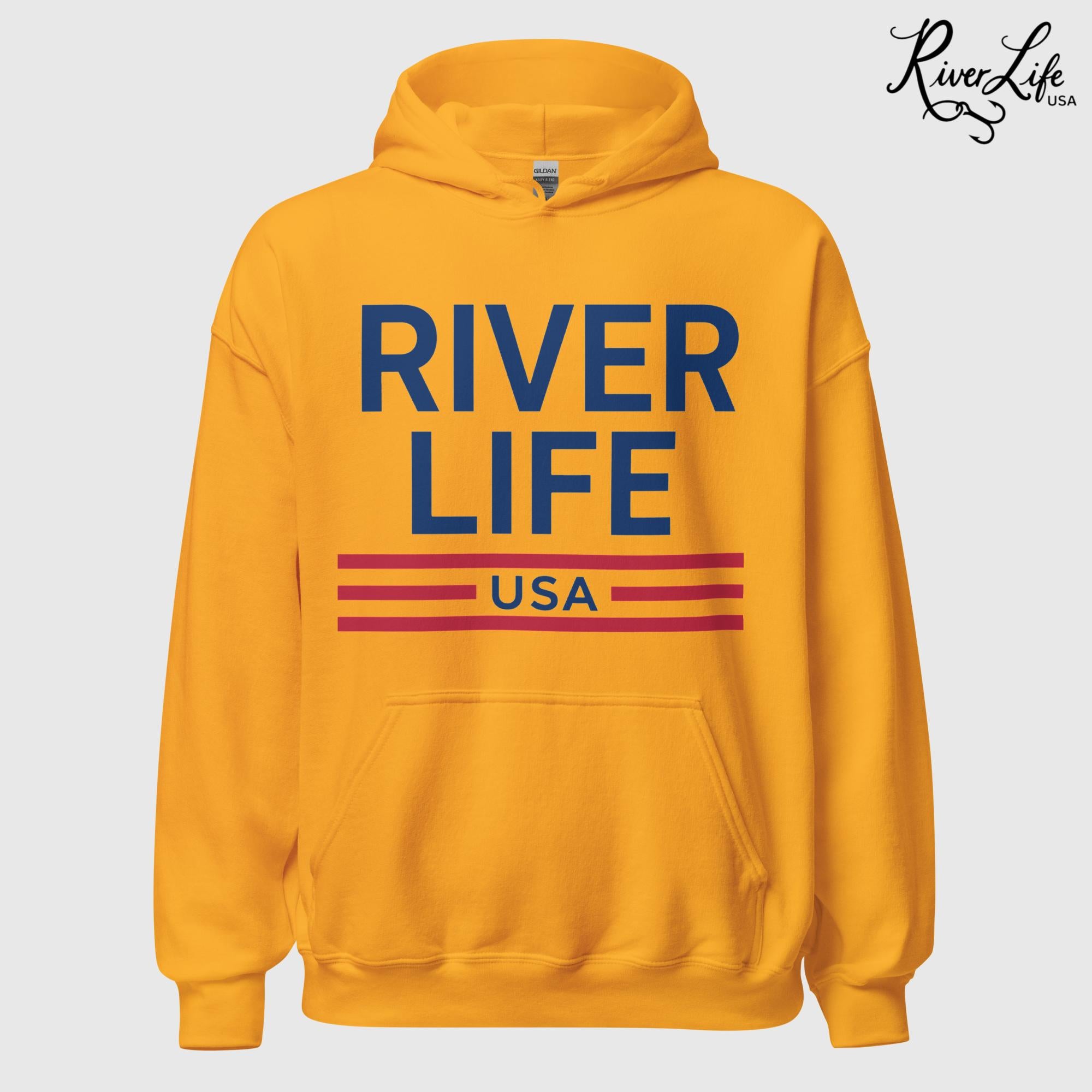 Patriot Red White & Blue | Unisex Pullover Hoodie-Gold-River Life USA