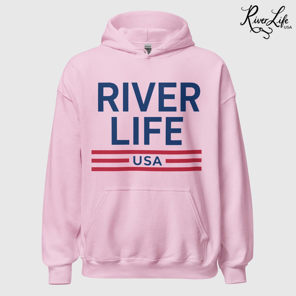 Patriot Red White & Blue | Unisex Pullover Hoodie-Pink-River Life USA