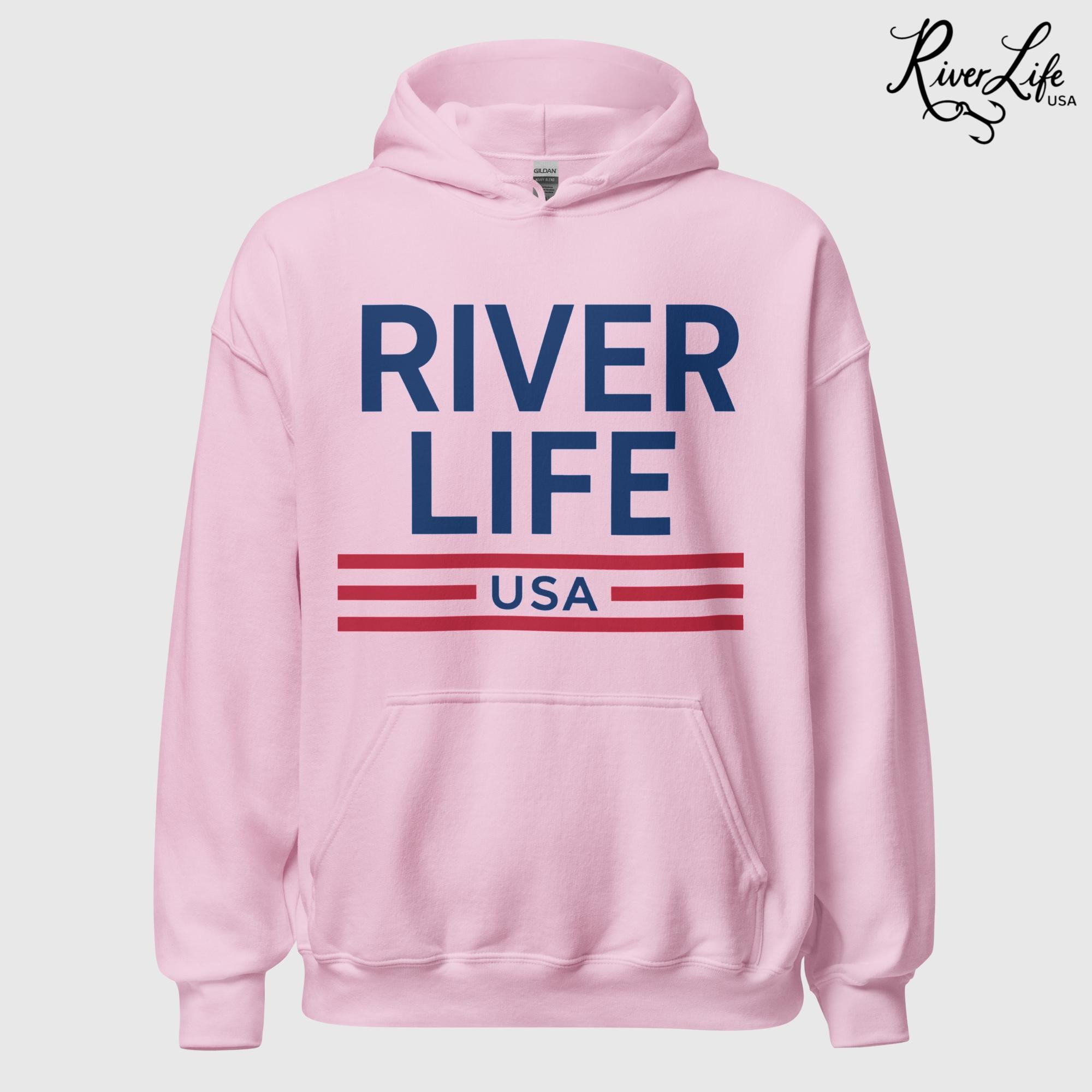 Patriot Red White & Blue | Unisex Pullover Hoodie-Pink-River Life USA