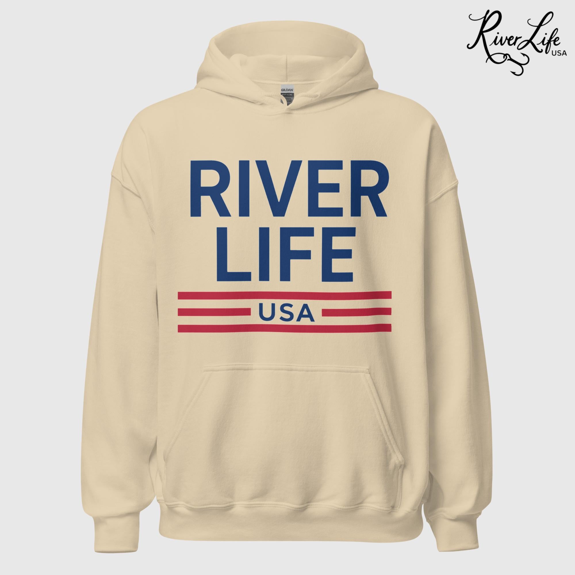 Patriot Red White & Blue | Unisex Pullover Hoodie-Sand-River Life USA