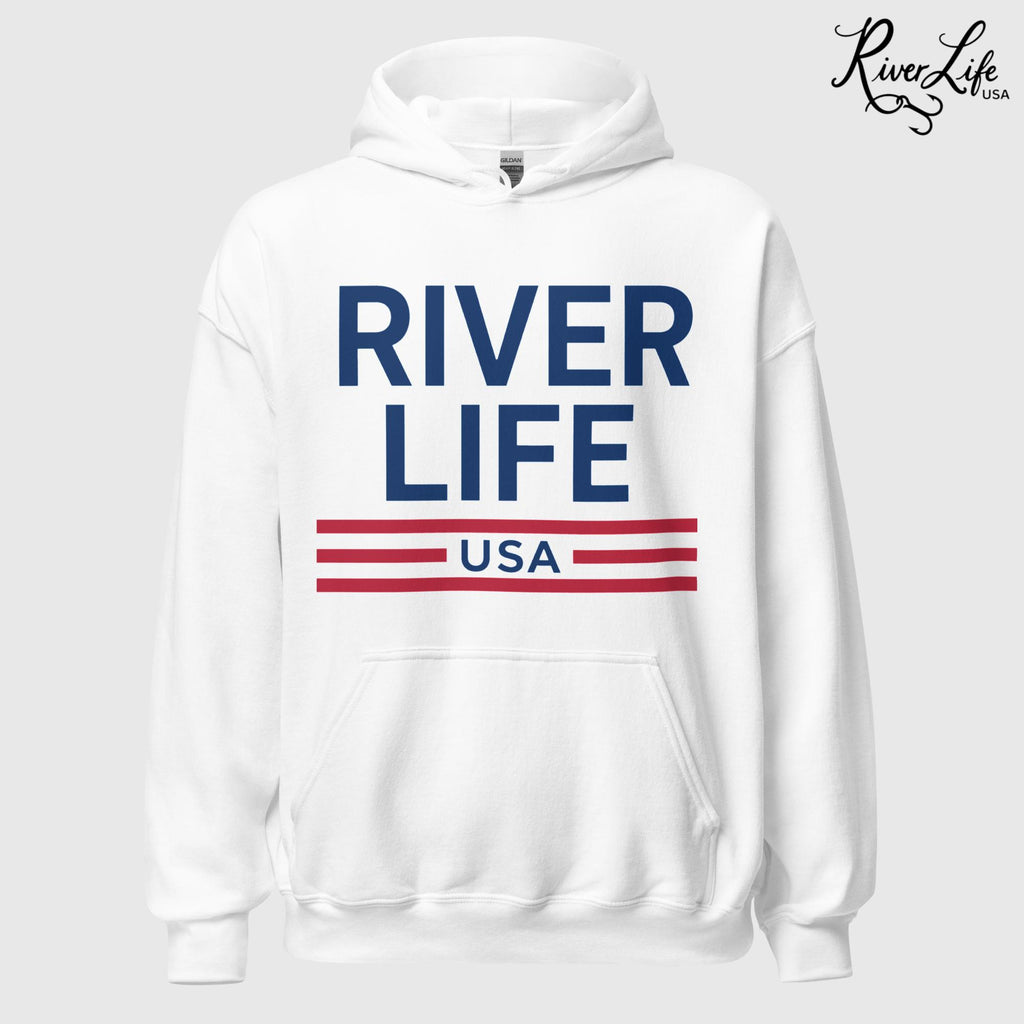 Patriot Red White & Blue | Unisex Pullover Hoodie-White-River Life USA