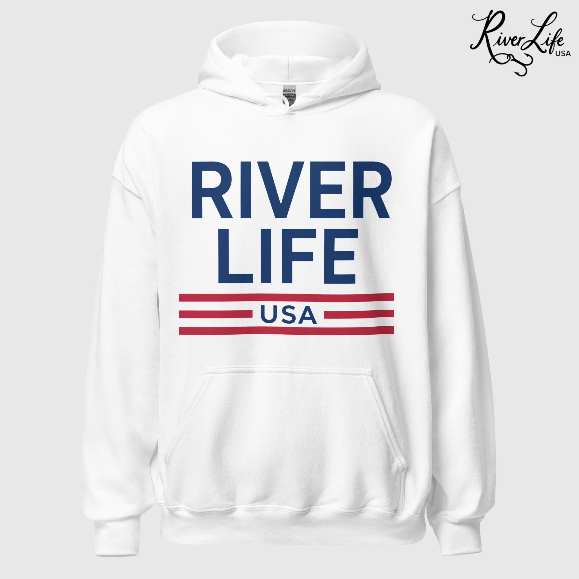 Patriot Red White & Blue | Unisex Pullover Hoodie-White-River Life USA
