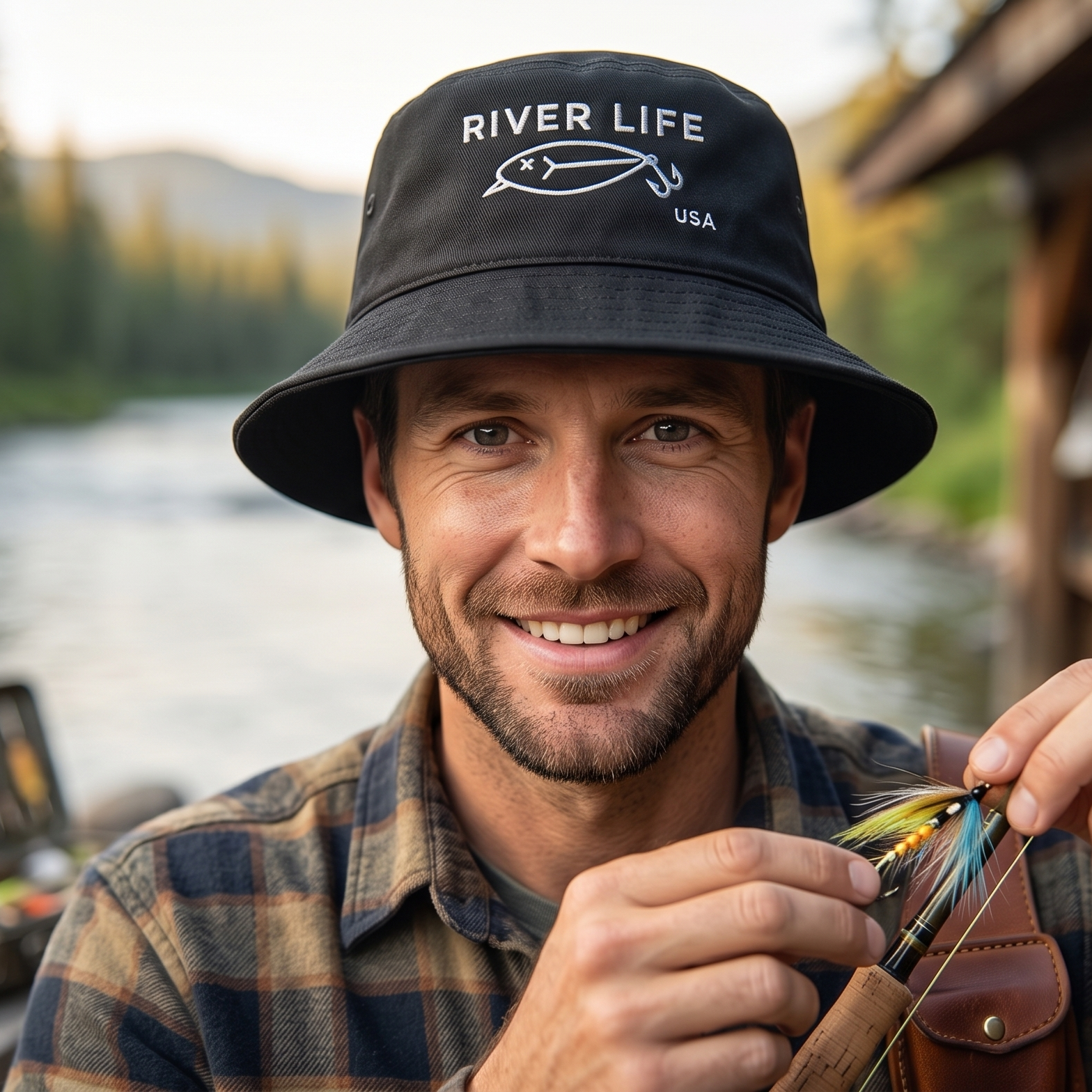 Lure Logo (white/grey embroidery) | Bucket Hat-River Life USA