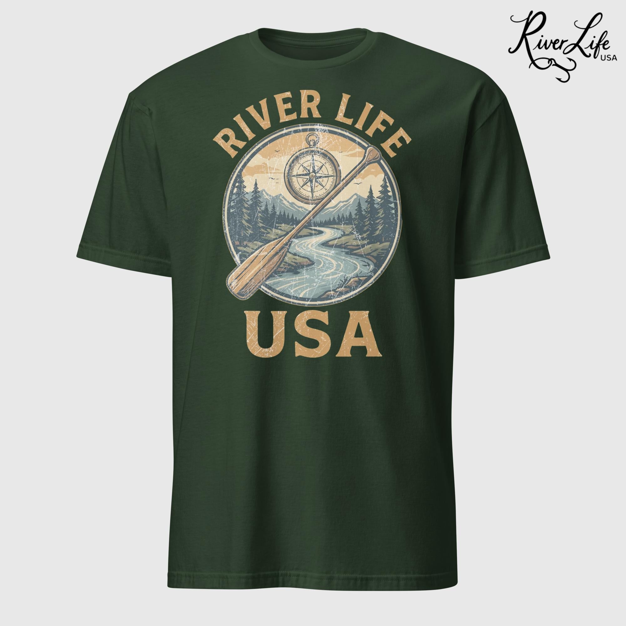 Proudly American | Short-Sleeve Unisex T-Shirt-Forest Green-River Life USA
