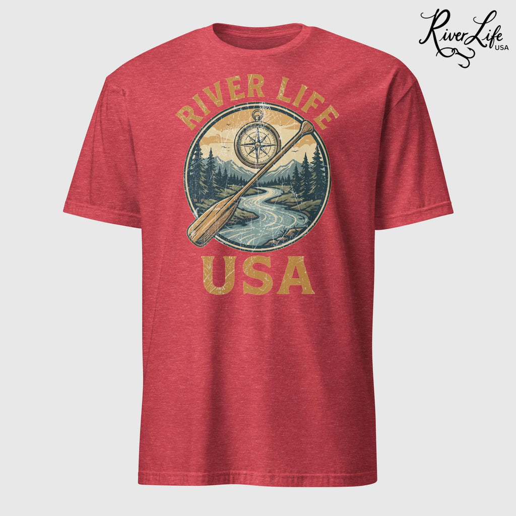 Proudly American | Short-Sleeve Unisex T-Shirt-Heather Red-River Life USA