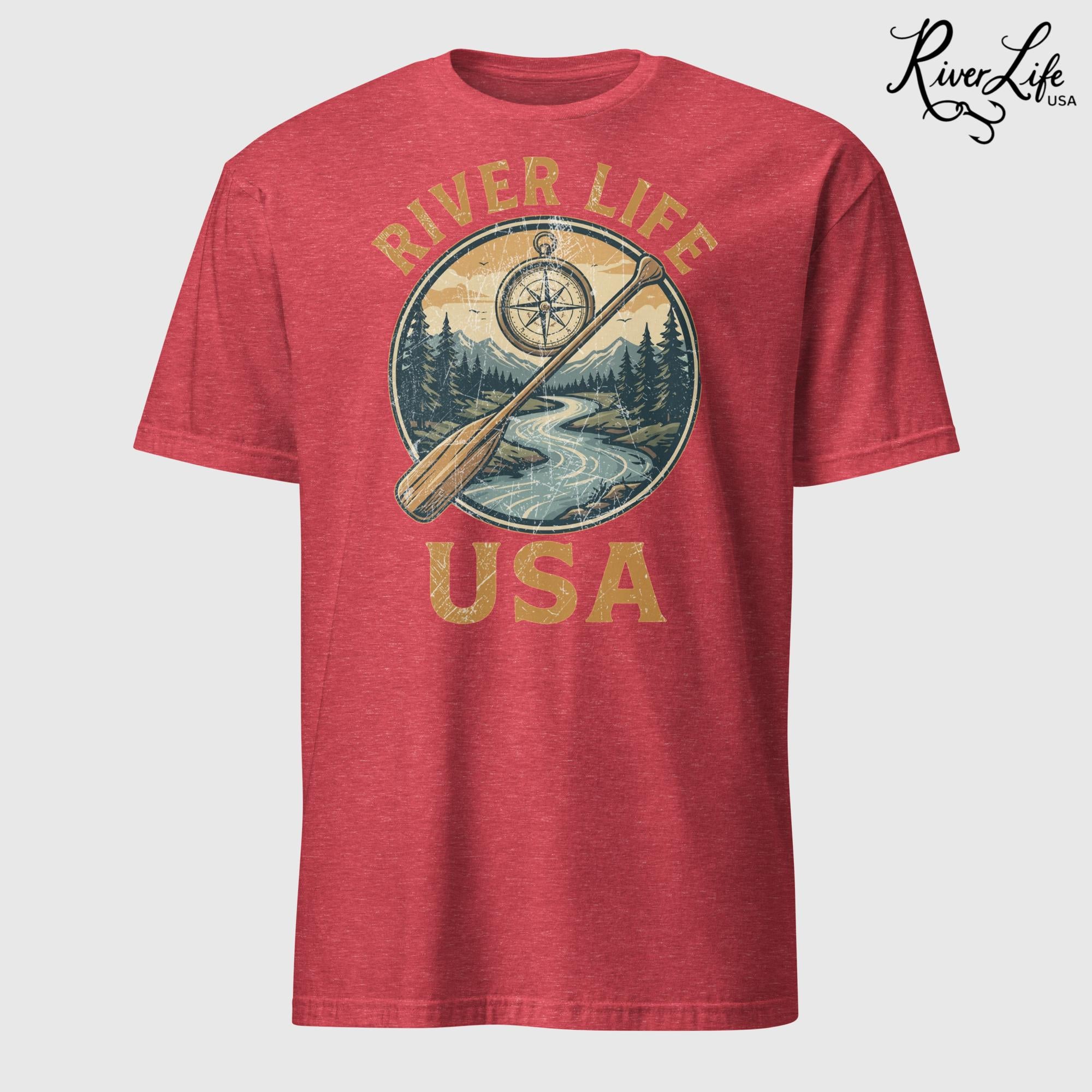 Proudly American | Short-Sleeve Unisex T-Shirt-Heather Red-River Life USA