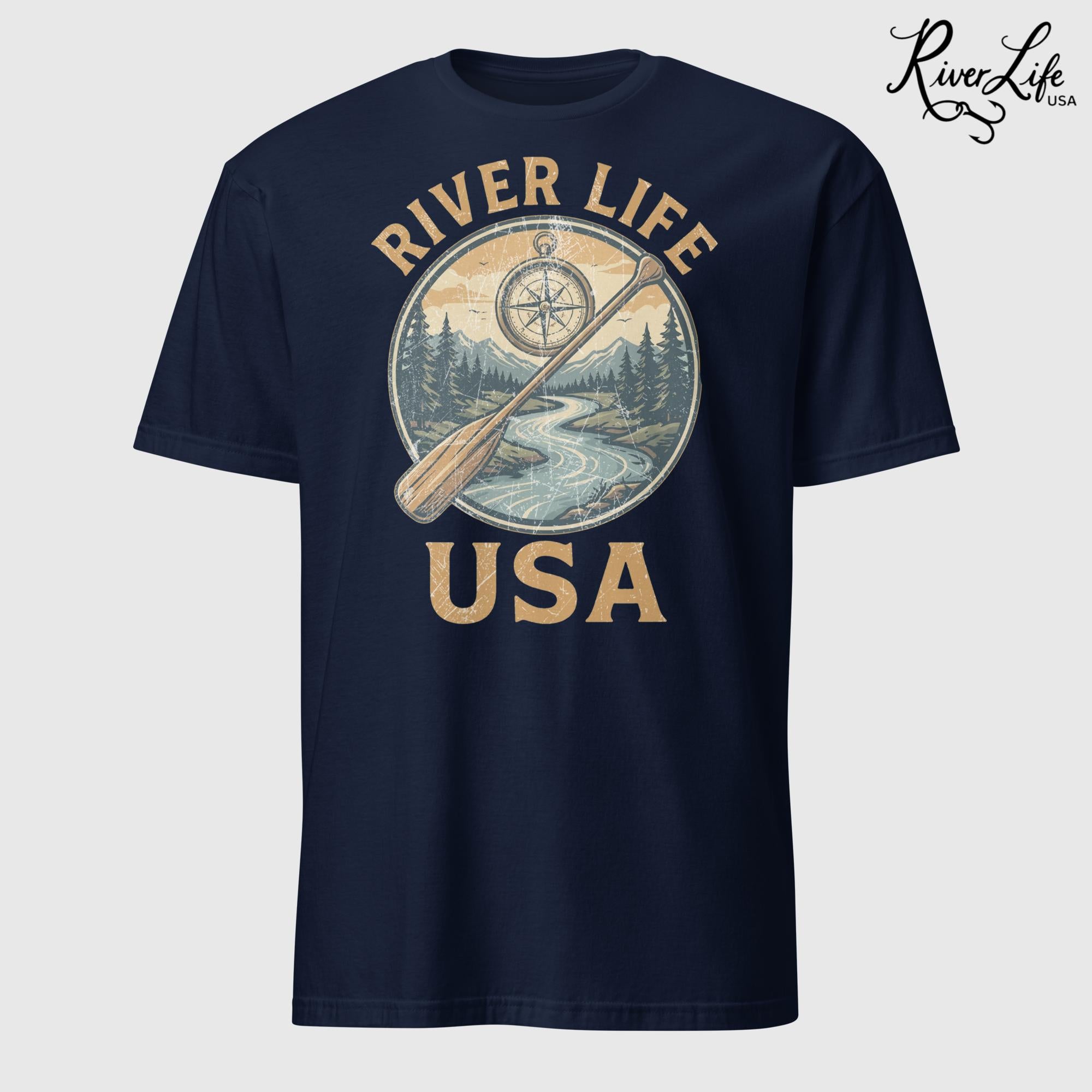 Proudly American | Short-Sleeve Unisex T-Shirt-Navy-River Life USA