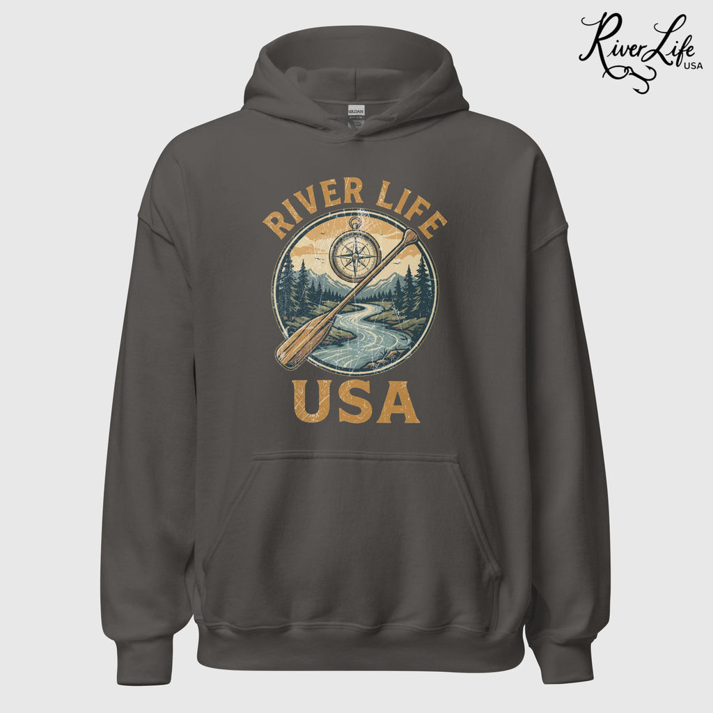 Proudly American | Unisex Pullover Hoodie-Charcoal-River Life USA