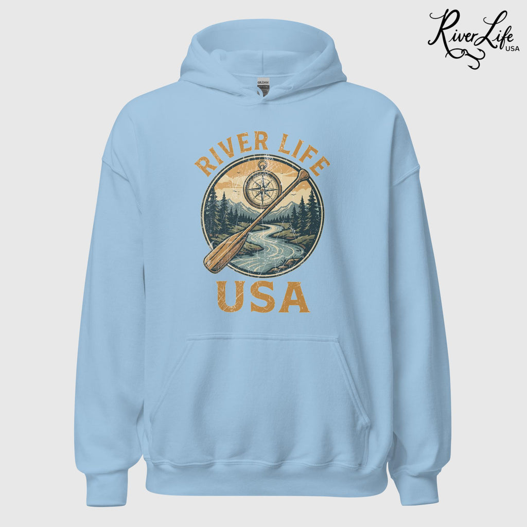 Proudly American | Unisex Pullover Hoodie-Light Blue-River Life USA