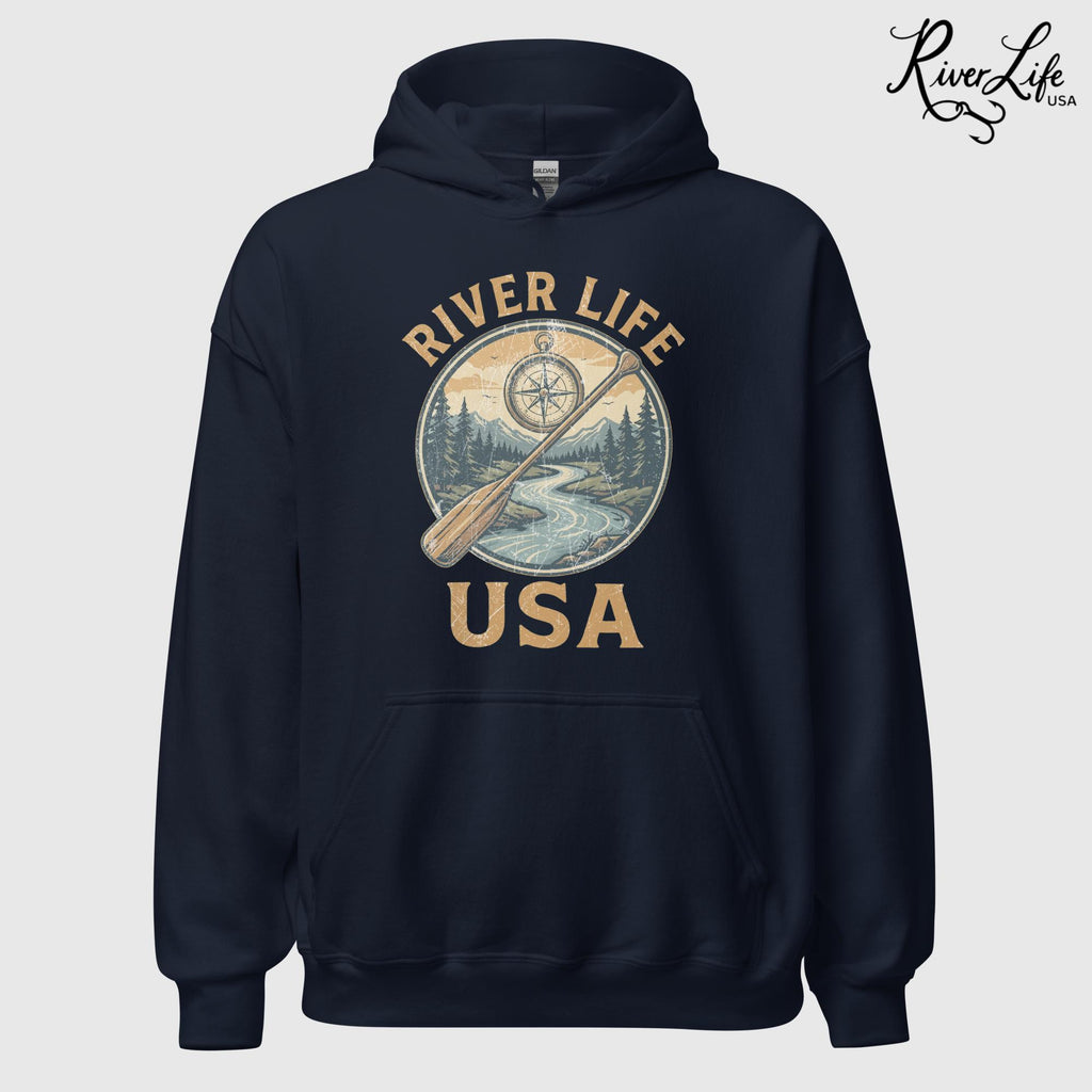 Proudly American | Unisex Pullover Hoodie-Navy-River Life USA