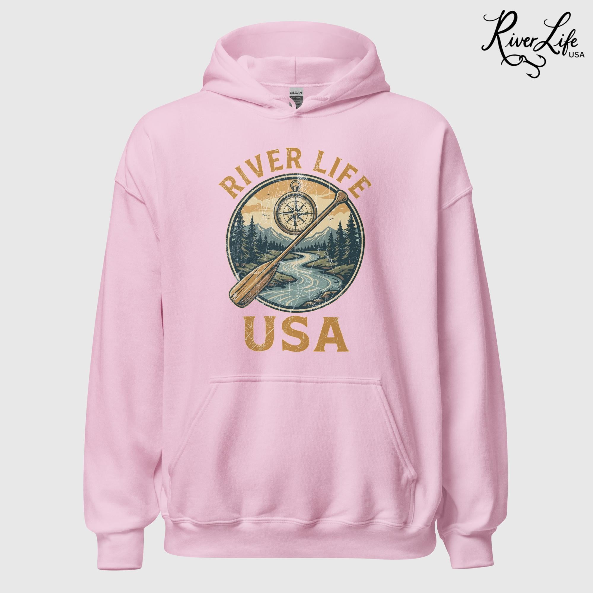 Proudly American | Unisex Pullover Hoodie-Pink-River Life USA