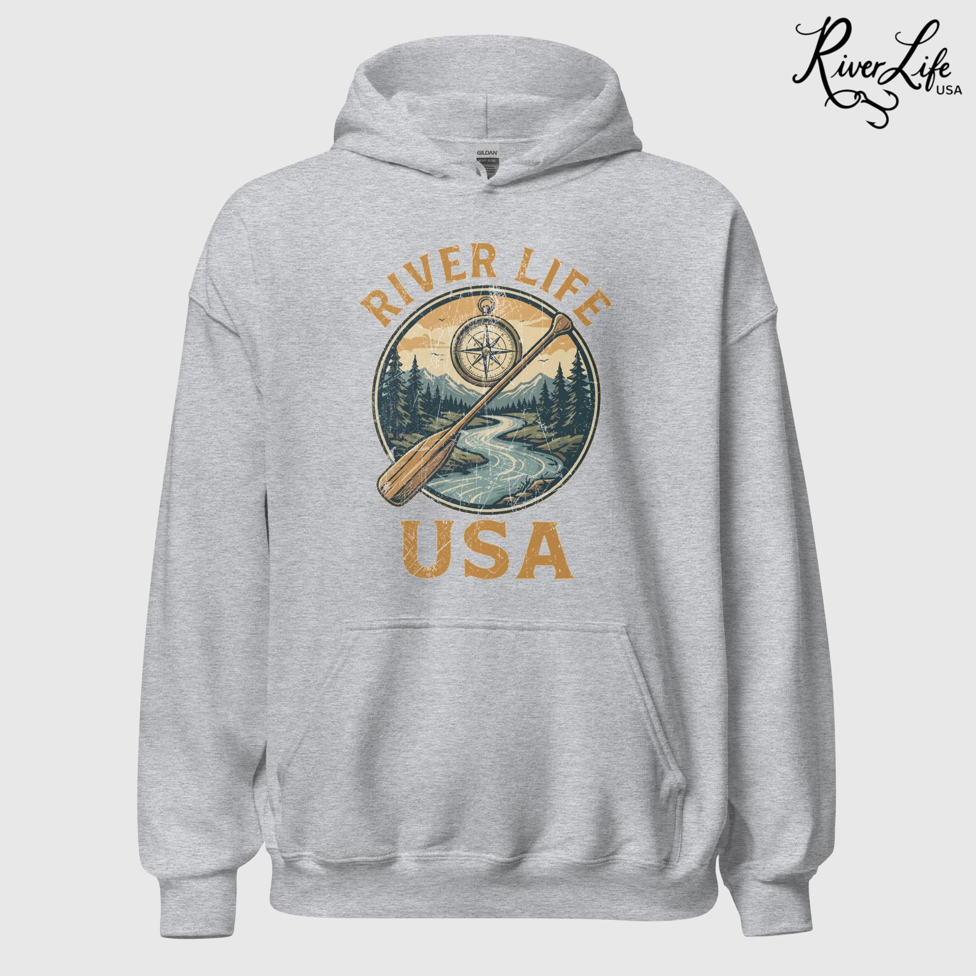 Proudly American | Unisex Pullover Hoodie-Sport Grey-River Life USA