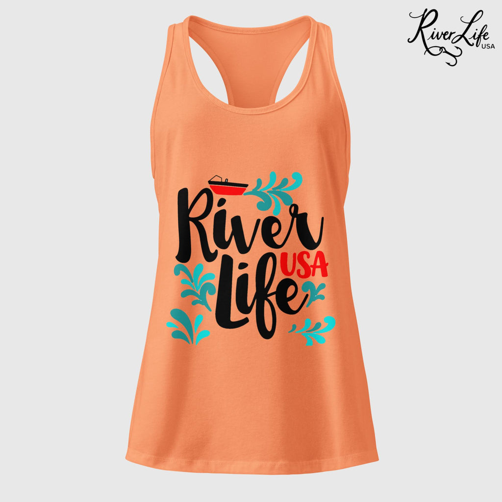 Red Boat | Women’s Fitted Racerback Tank Top-Light Orange-River Life USA