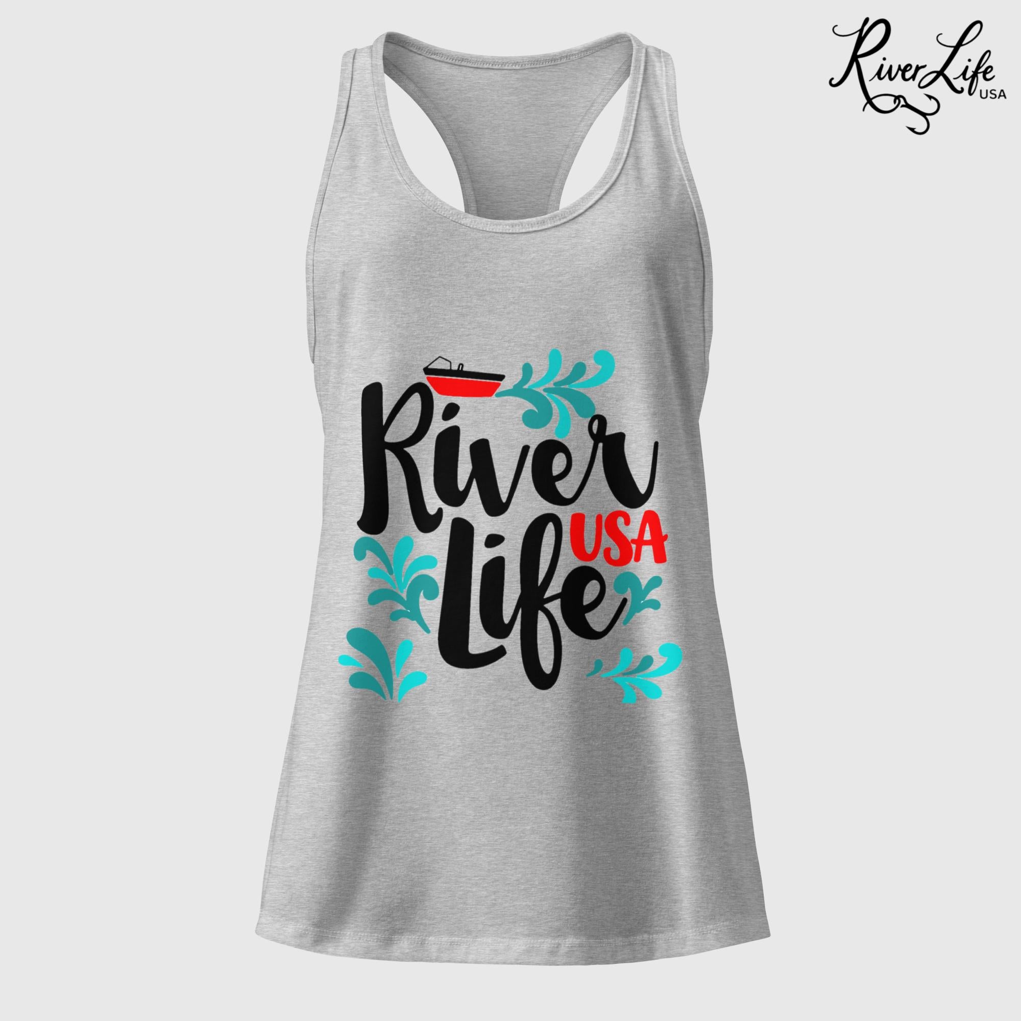 Red Boat | Women’s Fitted Racerback Tank Top-Heather Gray-River Life USA
