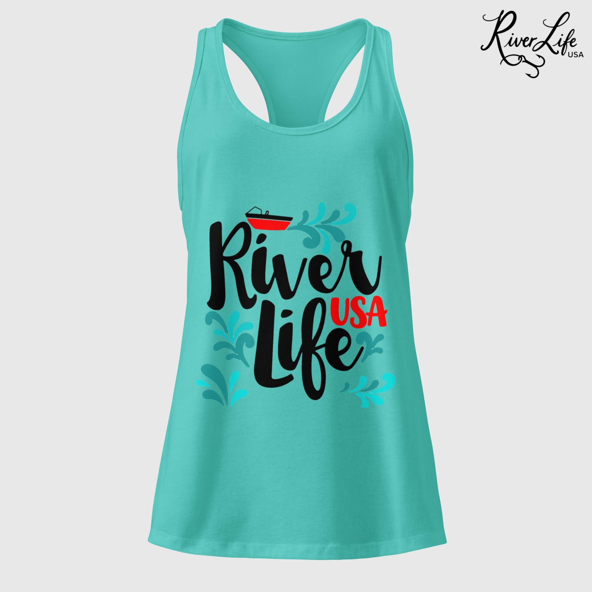 Red Boat | Women’s Fitted Racerback Tank Top-Tahiti Blue-River Life USA