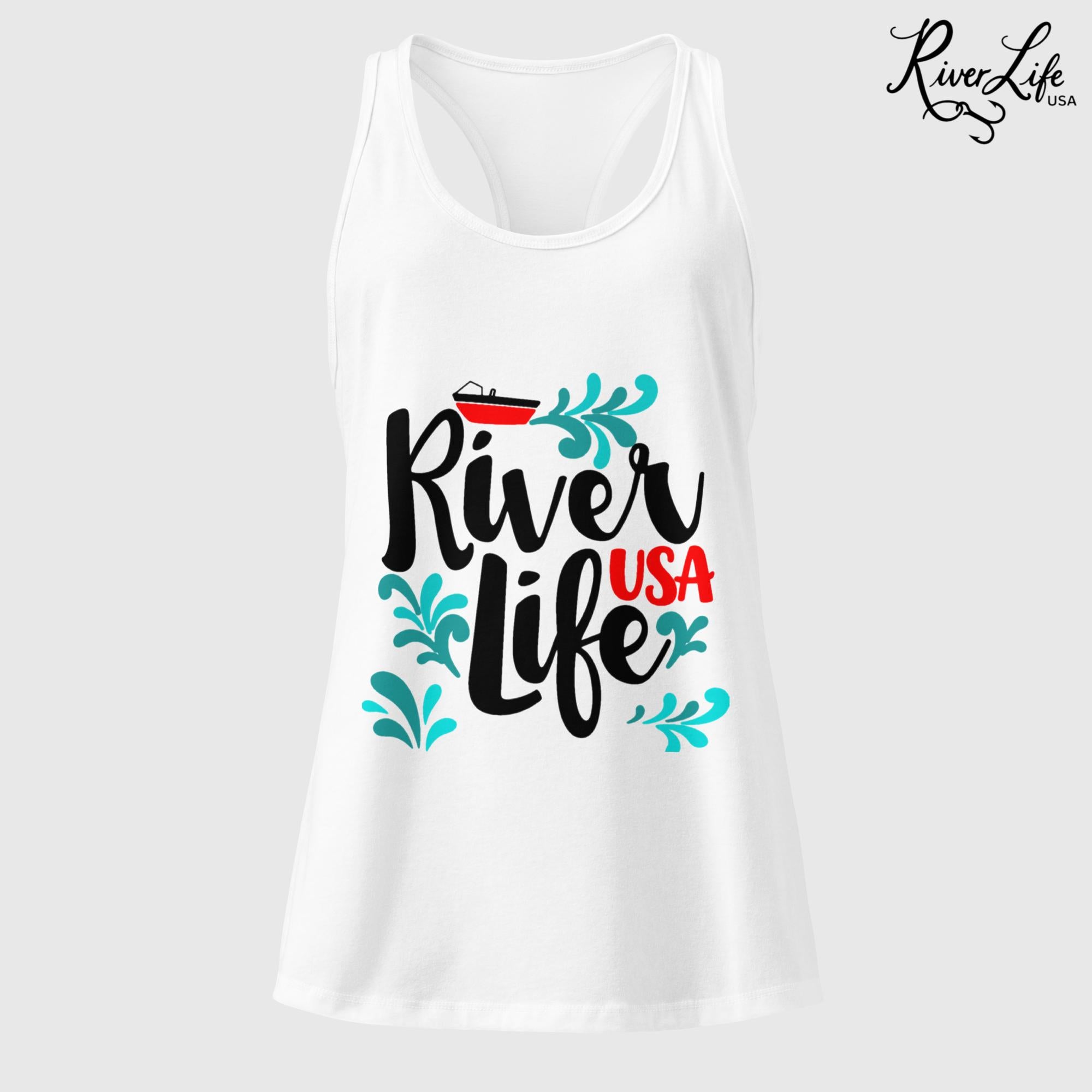 Red Boat | Women’s Fitted Racerback Tank Top-White-River Life USA