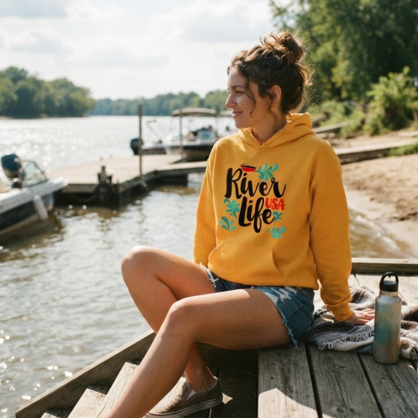 Red Boat | Womens Pullover Hoodie-Gold-River Life USA