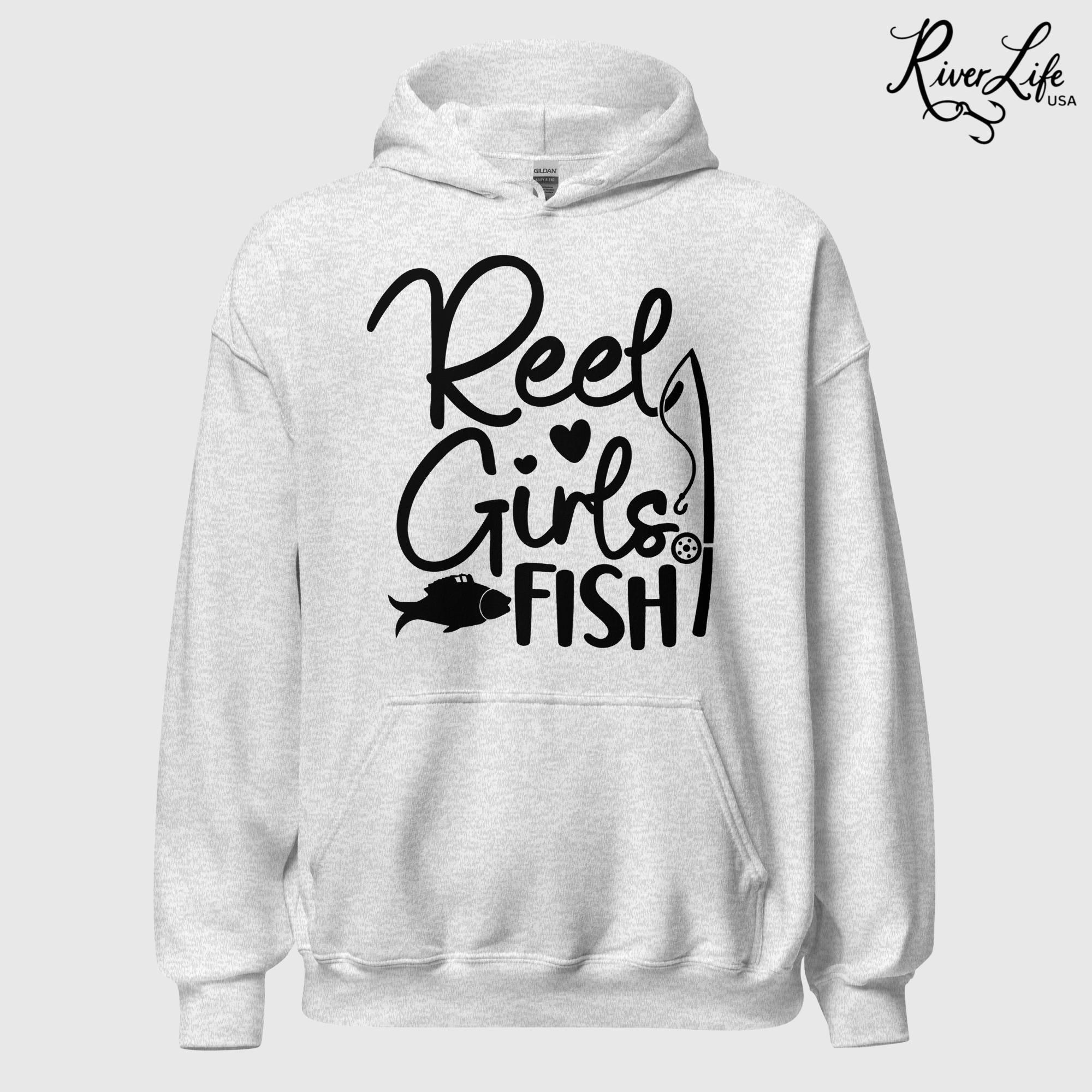 Reel Girls Fish | Womens Pullover Hoodie-ash-River Life USA