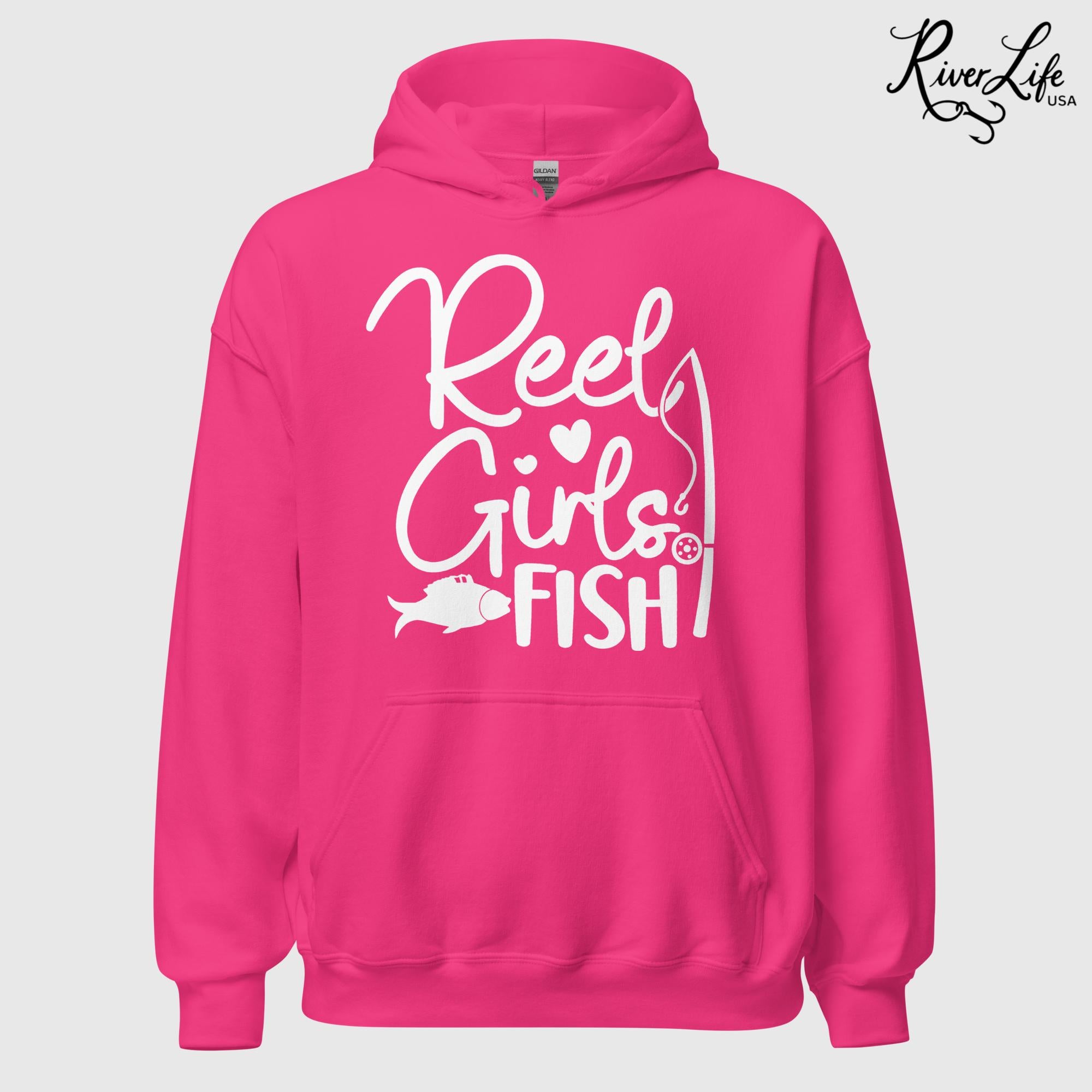 Reel Girls Fish | Womens Pullover Hoodie-Heliconia-River Life USA
