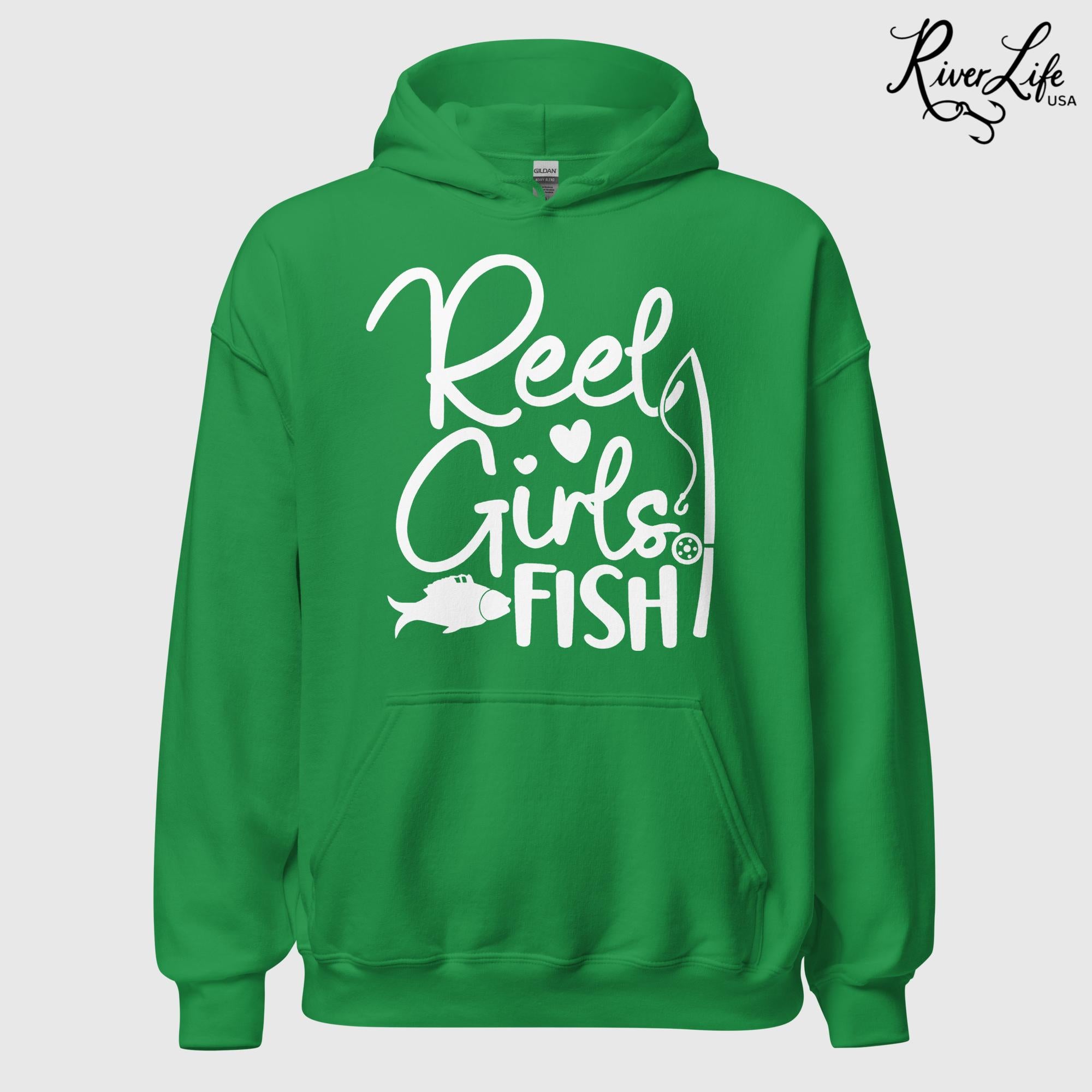 Reel Girls Fish | Womens Pullover Hoodie-Irish Green-River Life USA