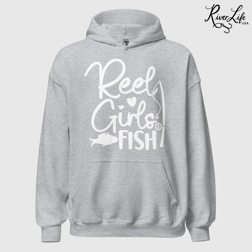 Reel Girls Fish | Womens Pullover Hoodie-Sport Grey-River Life USA