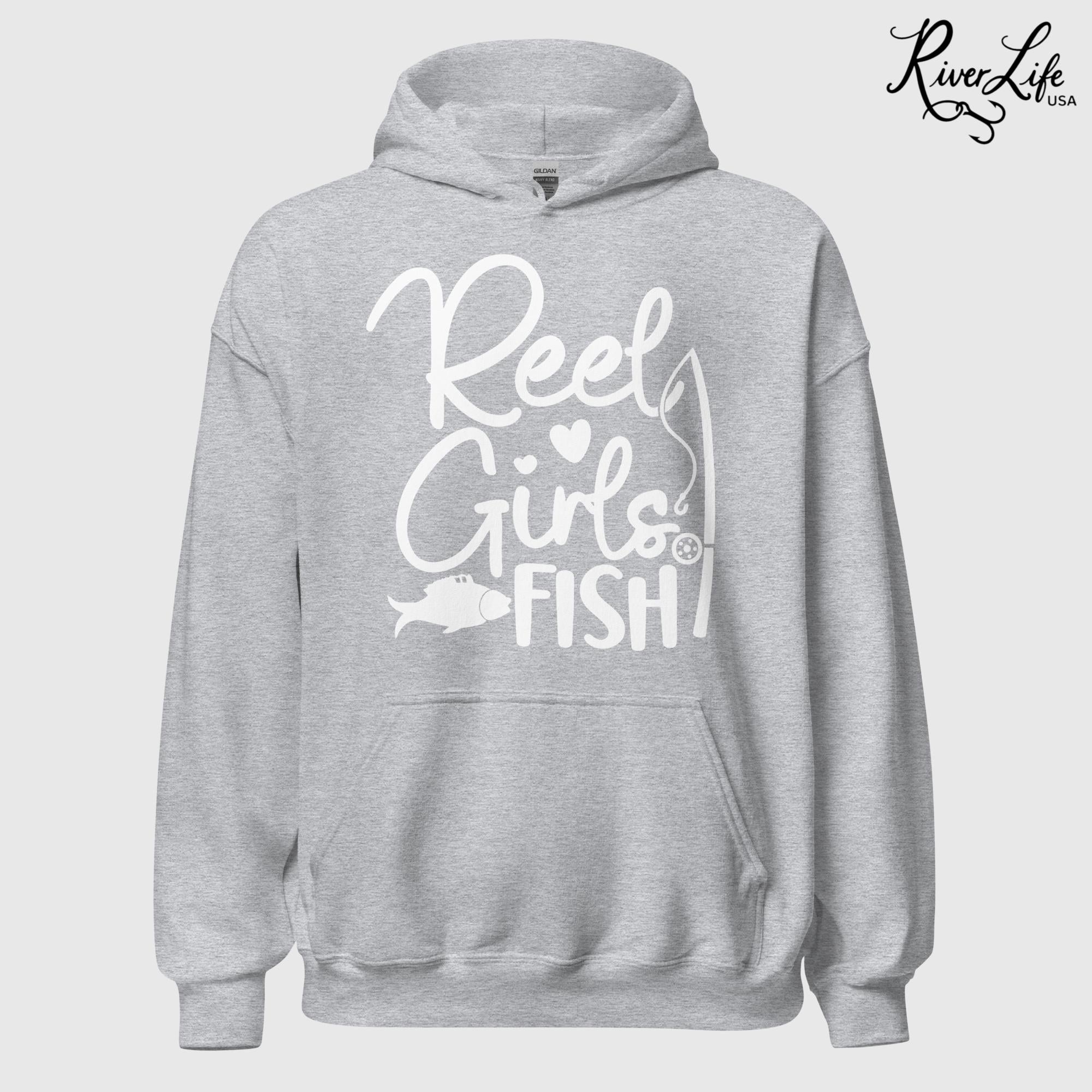 Reel Girls Fish | Womens Pullover Hoodie-Sport Grey-River Life USA