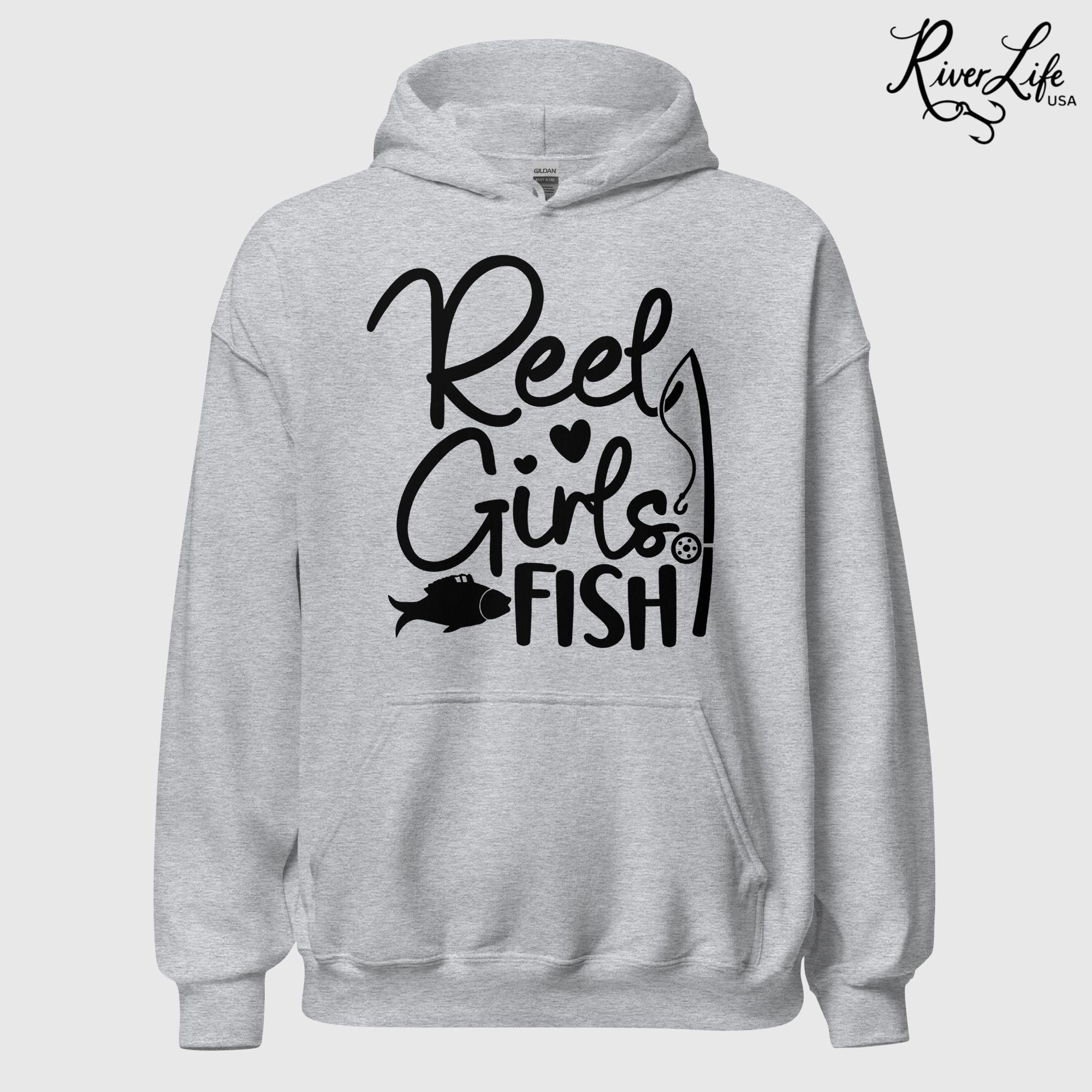 Reel Girls Fish | Womens Pullover Hoodie-Sport Grey-River Life USA