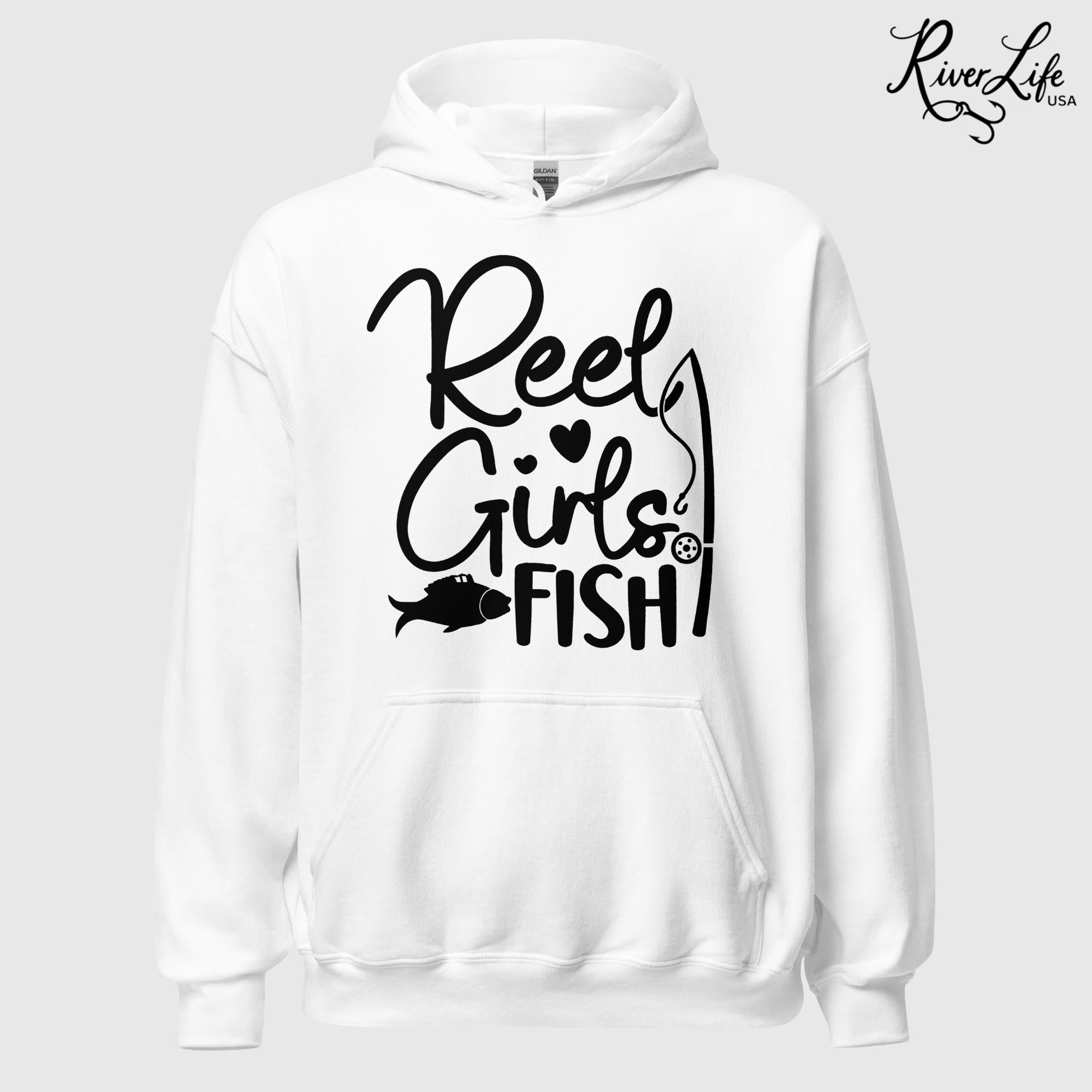 Reel Girls Fish | Womens Pullover Hoodie-White-River Life USA