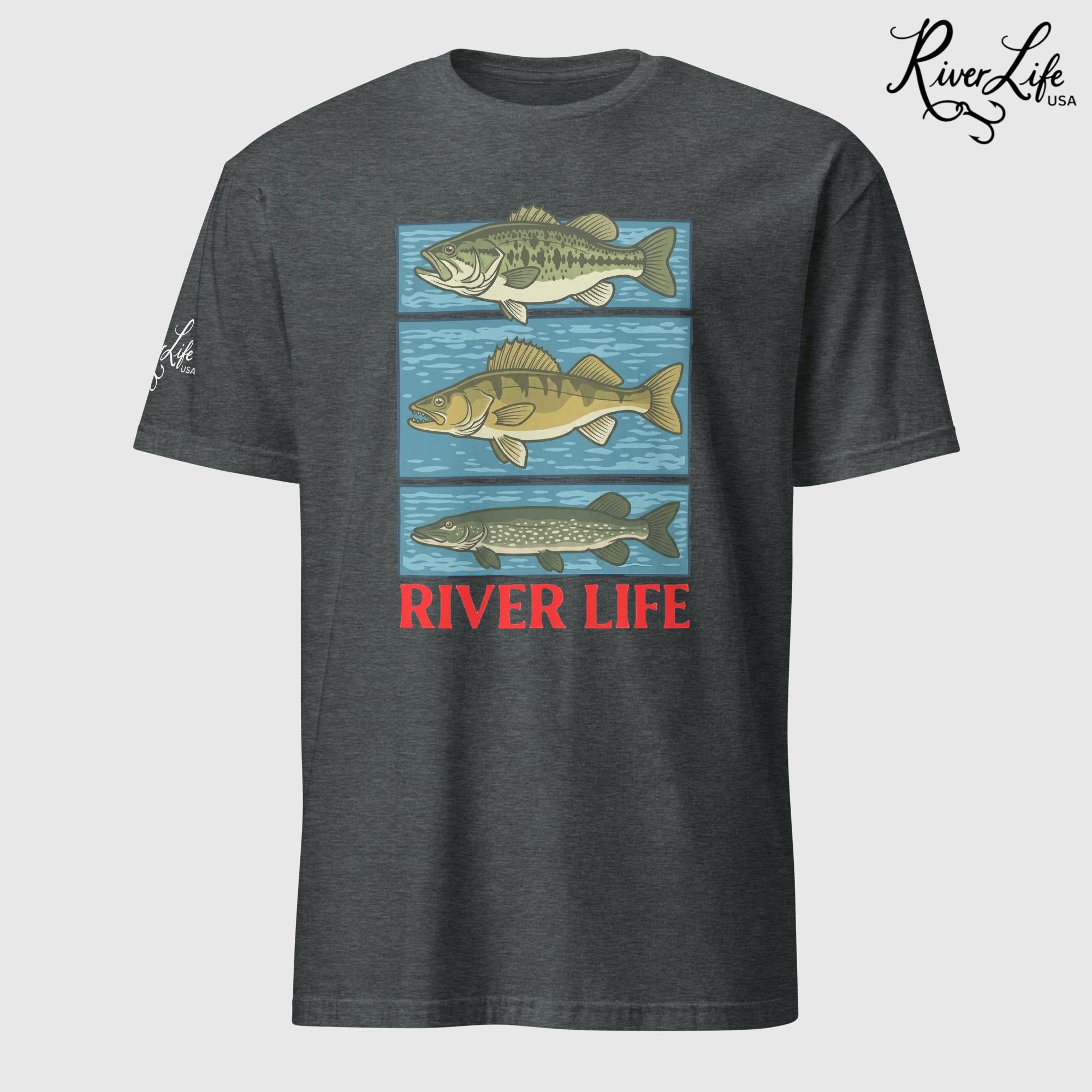 River Fish | Short-Sleeve Unisex T-Shirt-Dark Heather-River Life USA