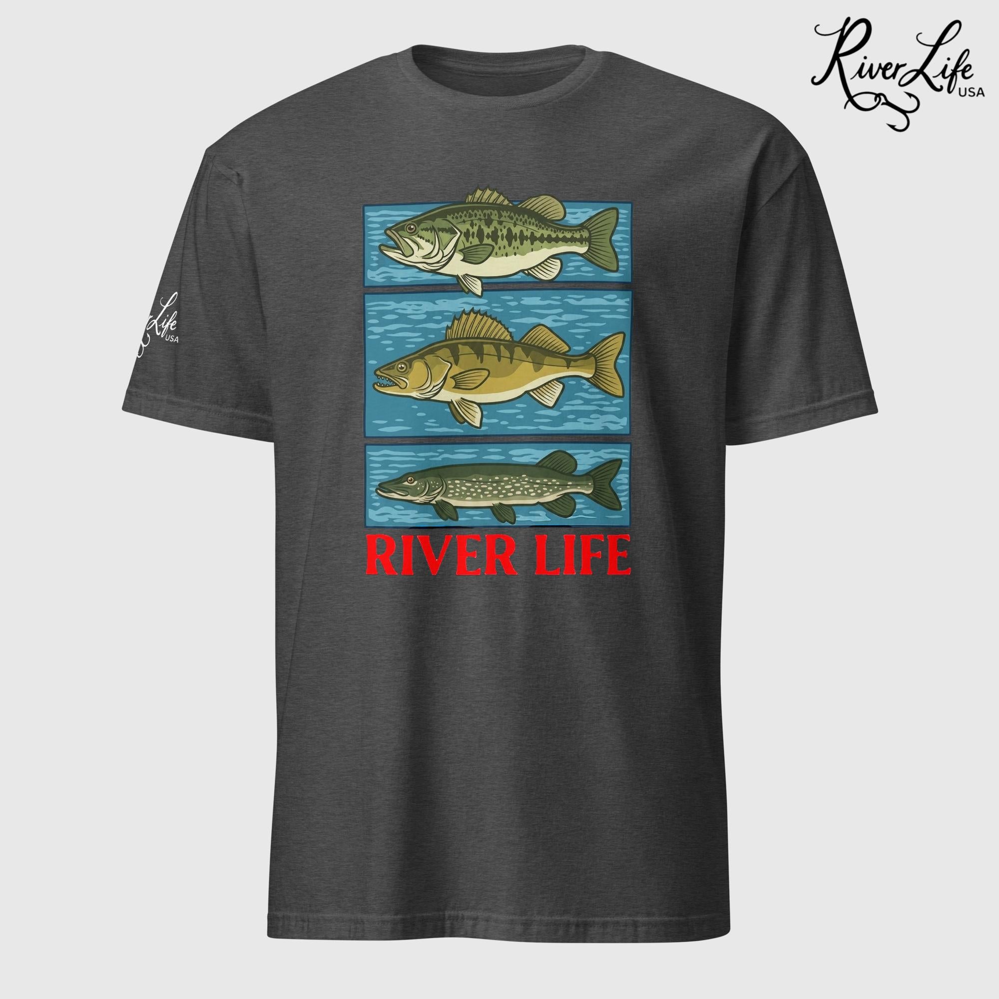 River Fish | Short-Sleeve Unisex T-Shirt-Dark Heather Grey-River Life USA