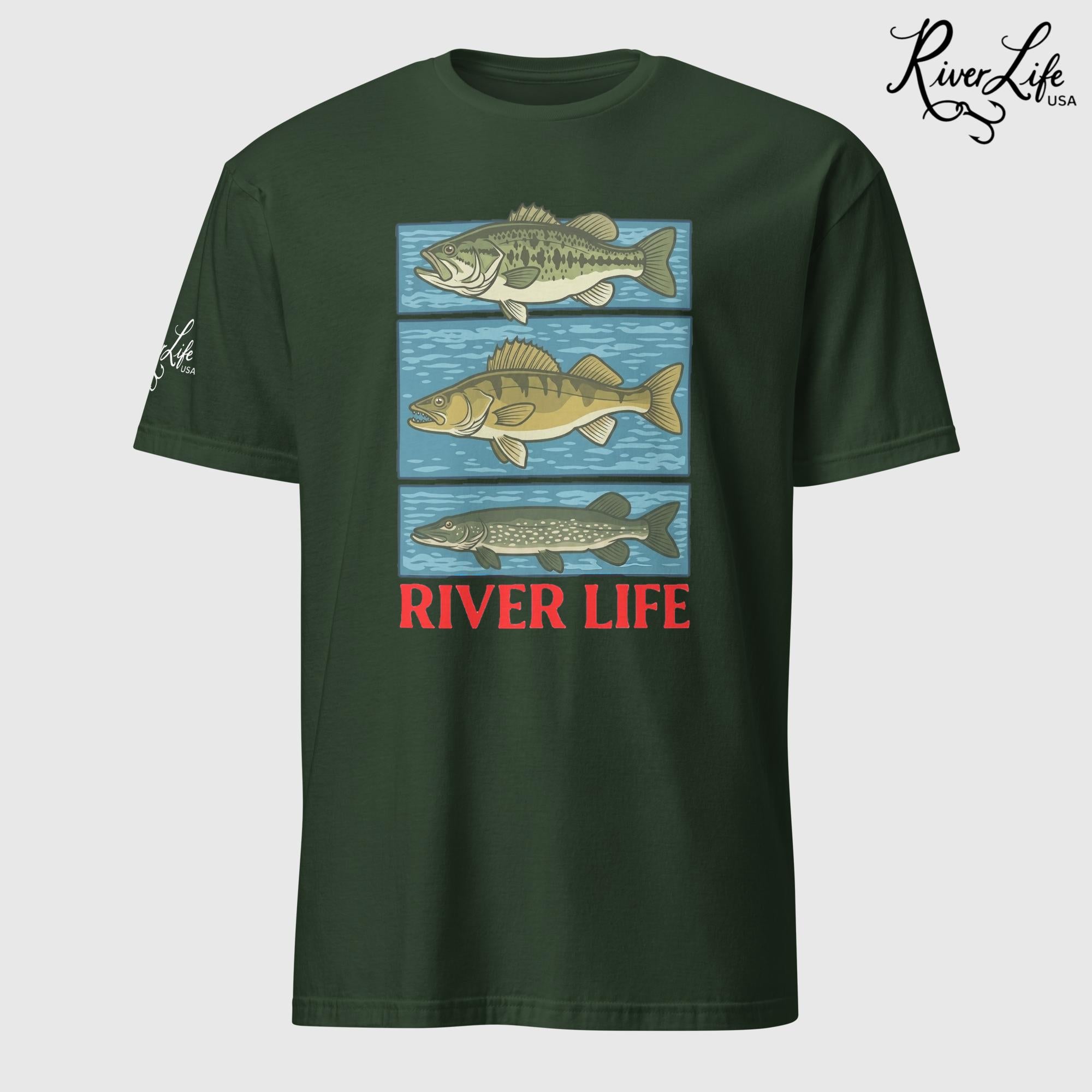 River Fish | Short-Sleeve Unisex T-Shirt-Forest Green-River Life USA